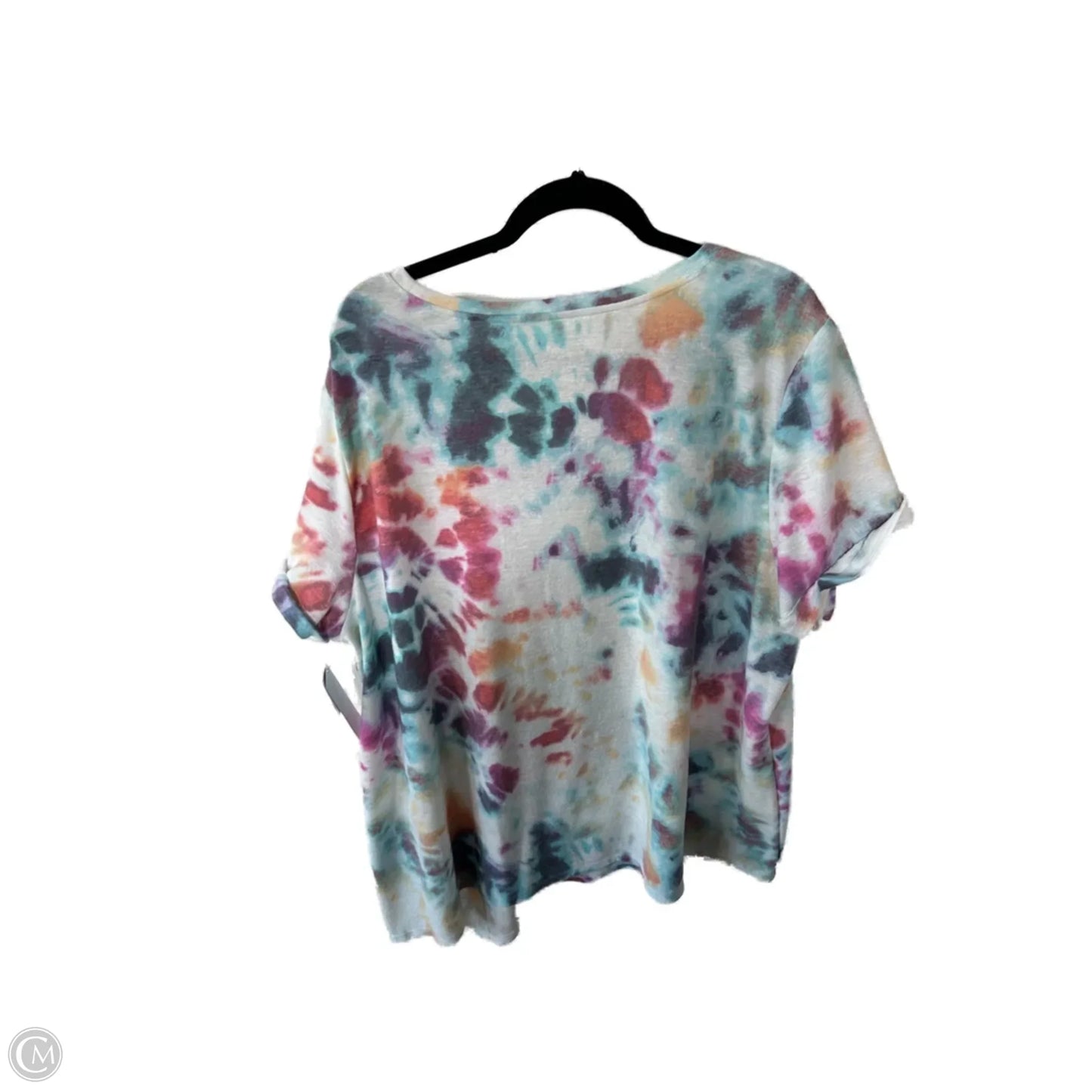 Top Short Sleeve By West Bound In Blue & White, Size: 3x