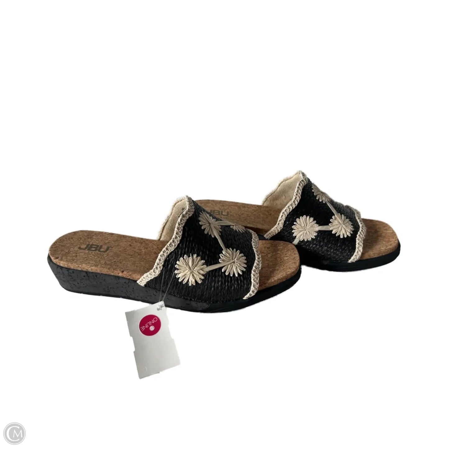 Sandals Heels Wedge By Jbu By Jambu In Black & Cream, Size: 8.5