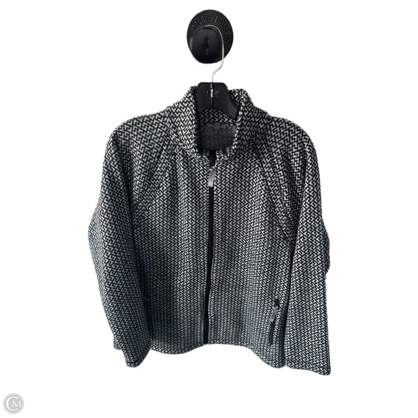 Jacket Fleece By Talbots In Black & White, Size: L