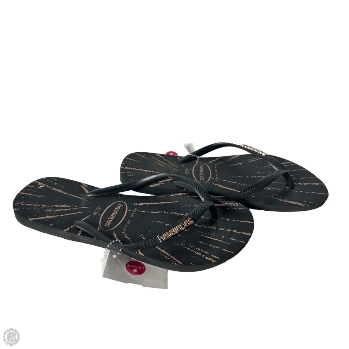 Sandals Flip Flops By Havaianas In Black & Tan, Size: 9