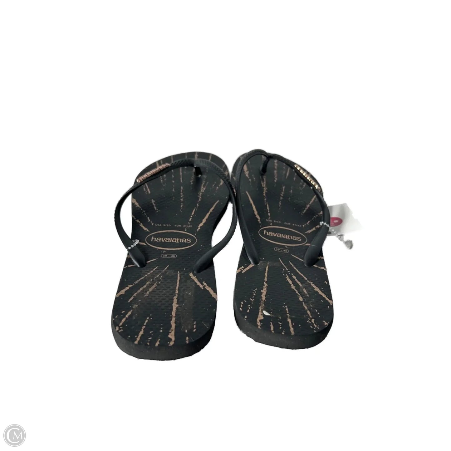 Sandals Flip Flops By Havaianas In Black & Tan, Size: 9