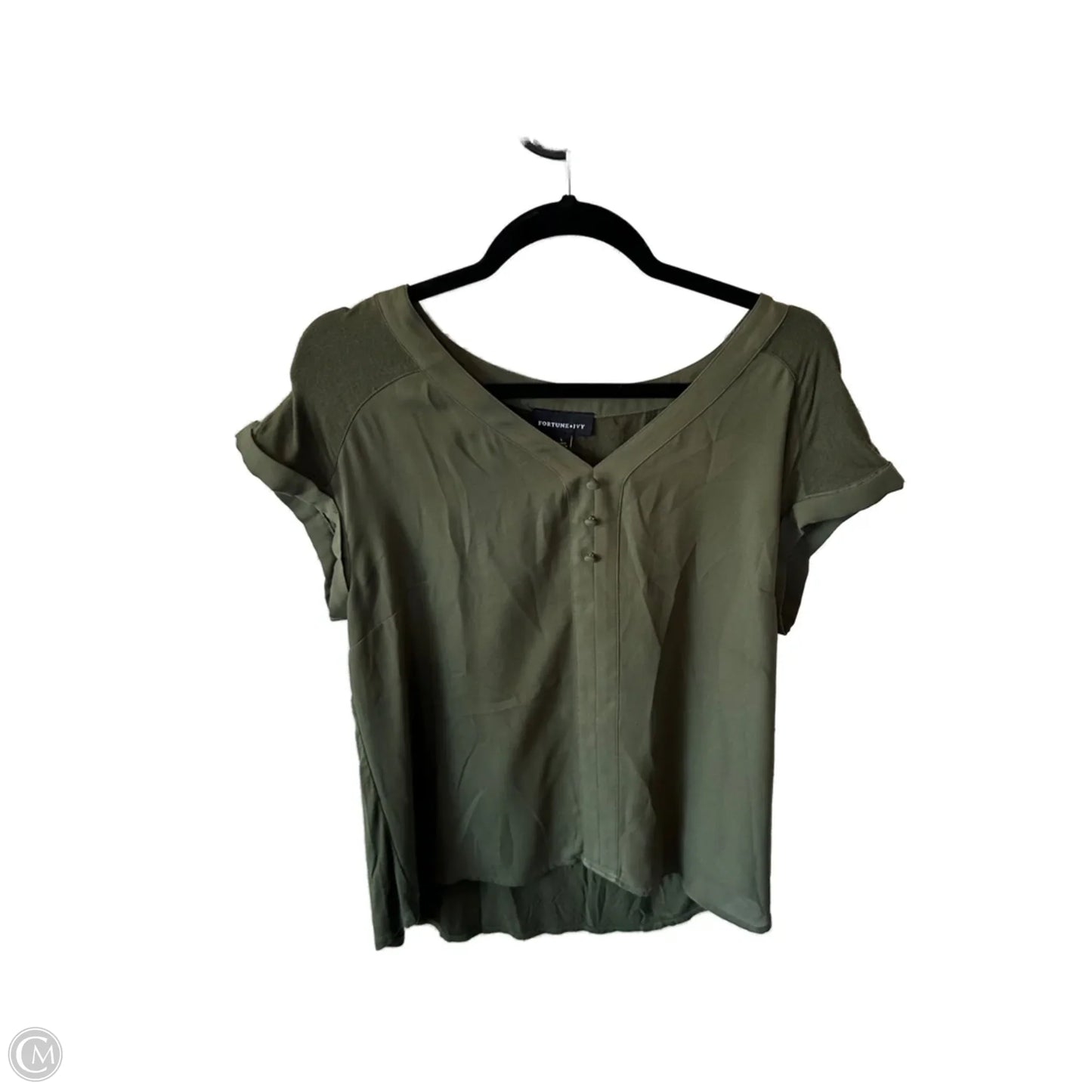 Top Short Sleeve By Fortune & Ivy In Green, Size: Large