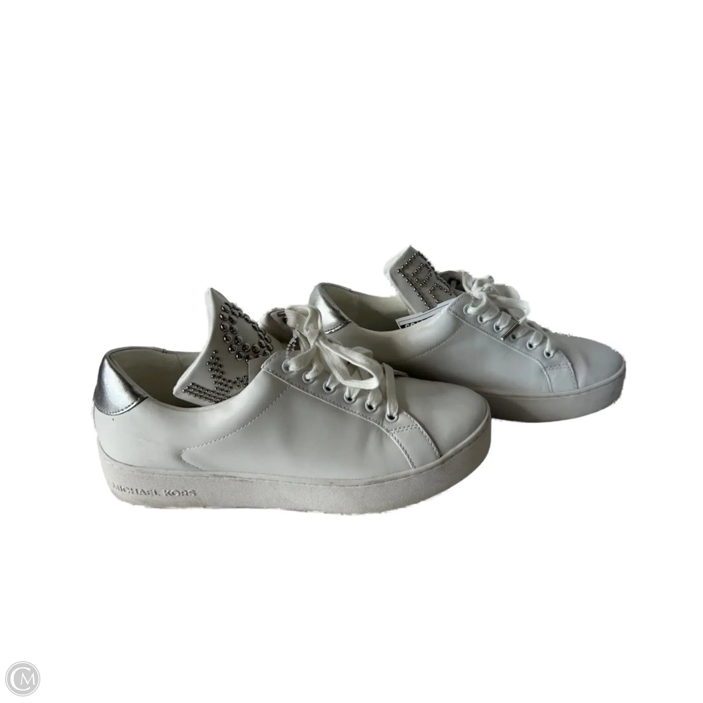 Shoes Sneakers By Michael By Michael Kors In Silver & White, Size: 9.5