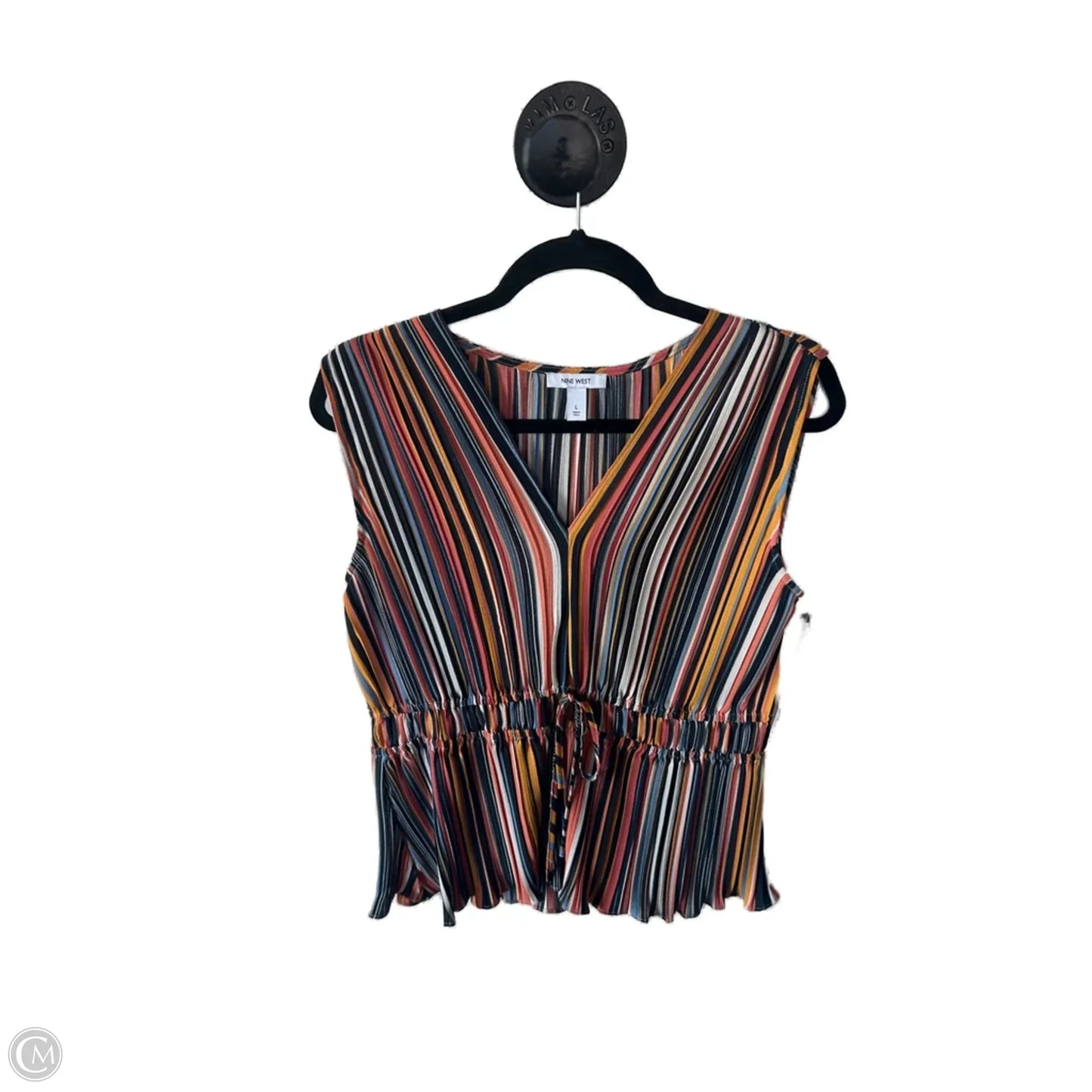 Top Sleeveless By Nine West In Orange & Yellow, Size: L