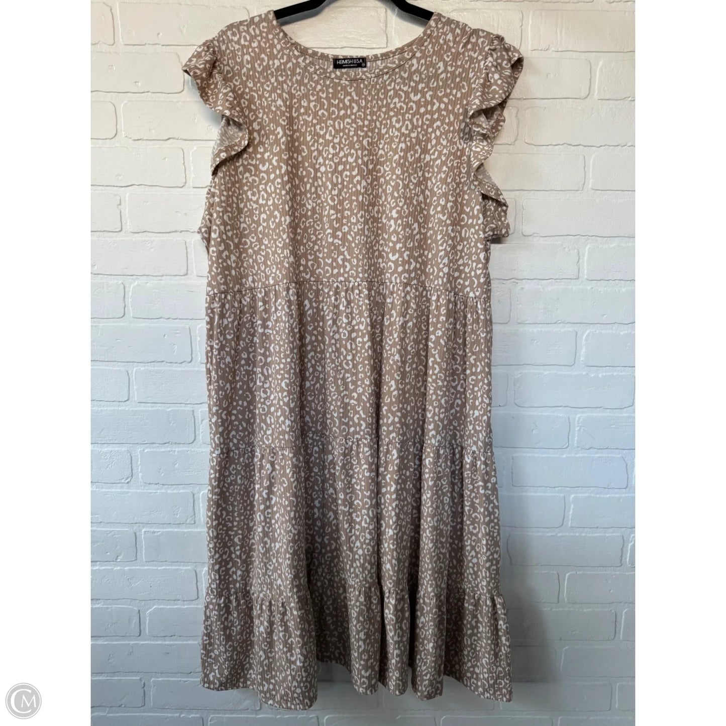 Top Short Sleeve By Heimish Usa In Tan & White, Size: 3x