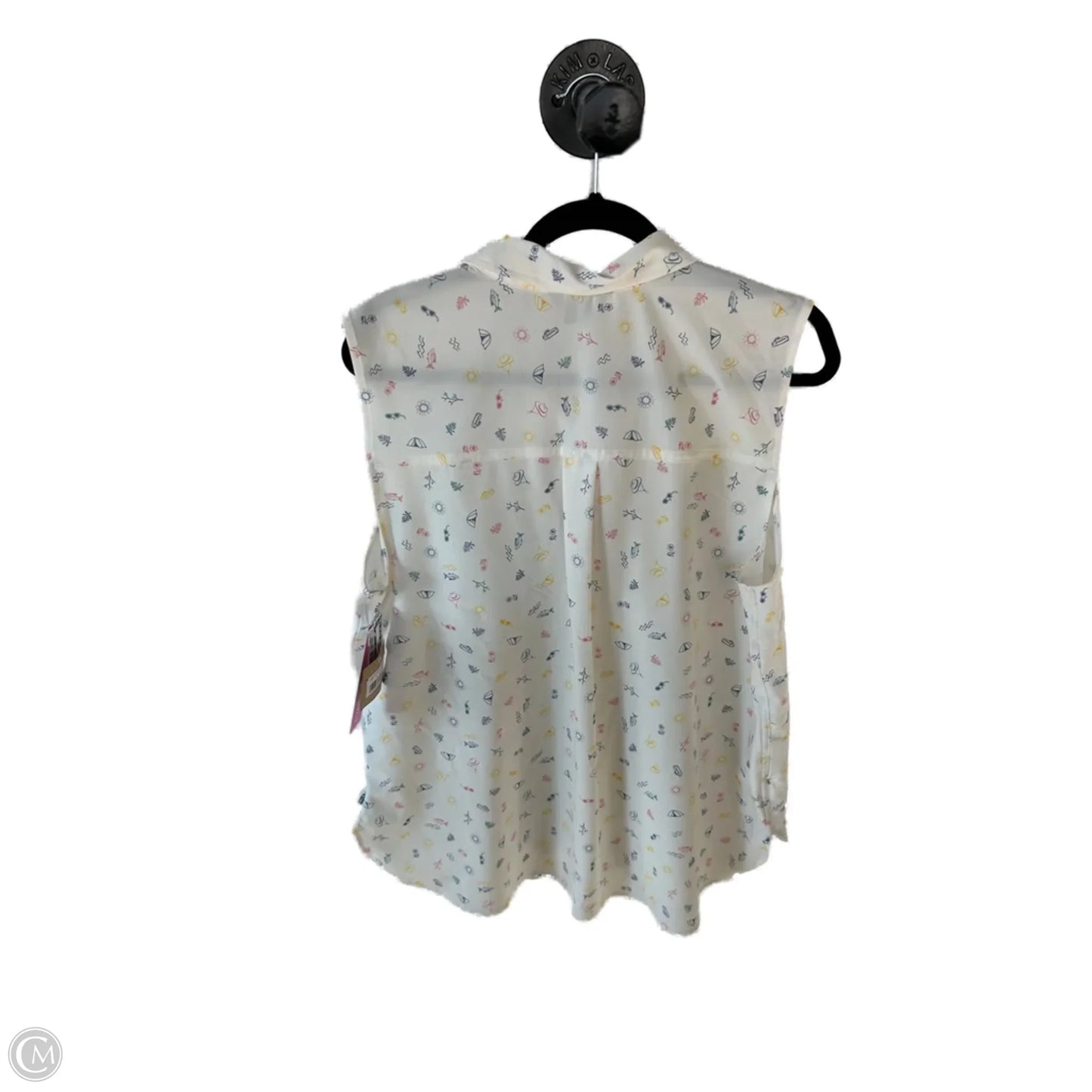 Top Sleeveless By Eddie Bauer In Cream & Pink, Size: Xl