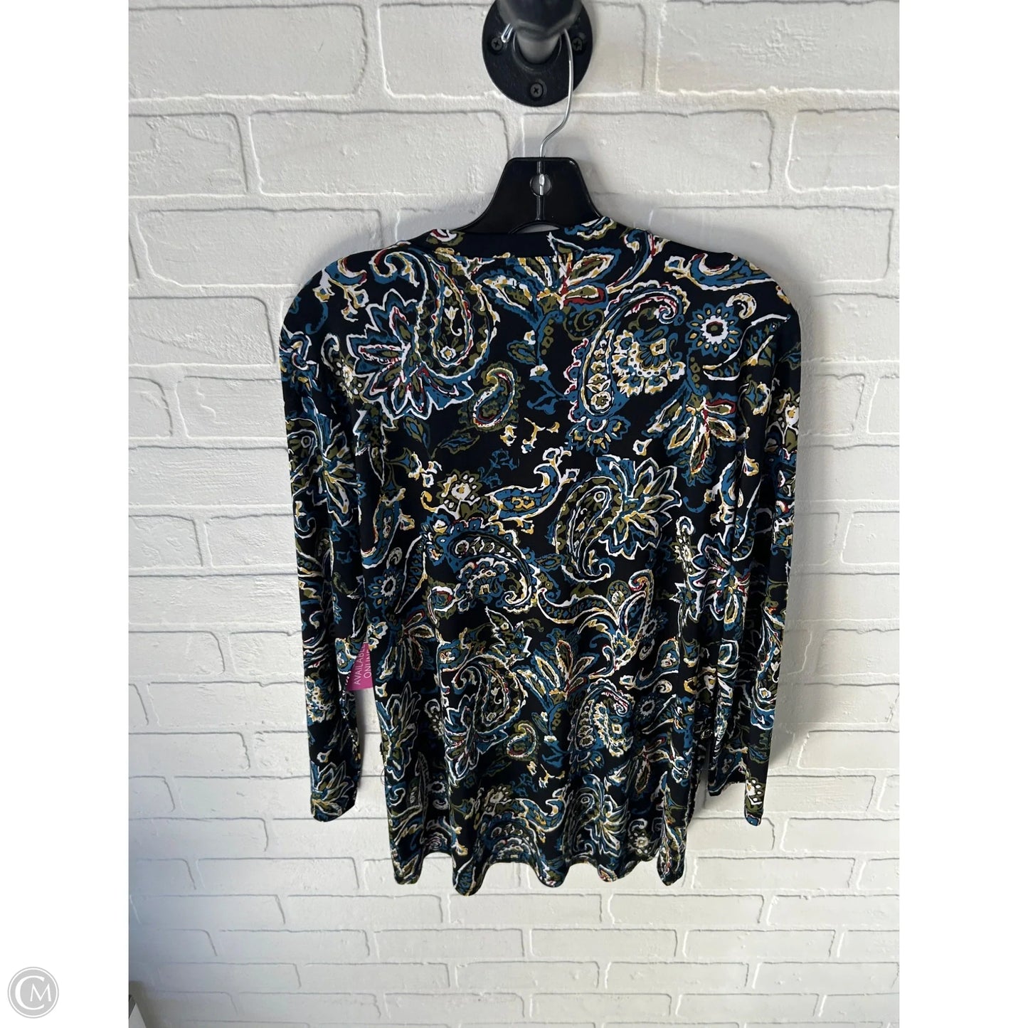 Top Long Sleeve By Jones New York In Black & Blue, Size: L