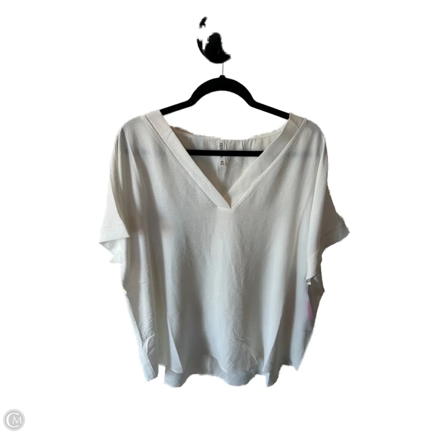 Top Short Sleeve By Zenana In White, Size: 2x