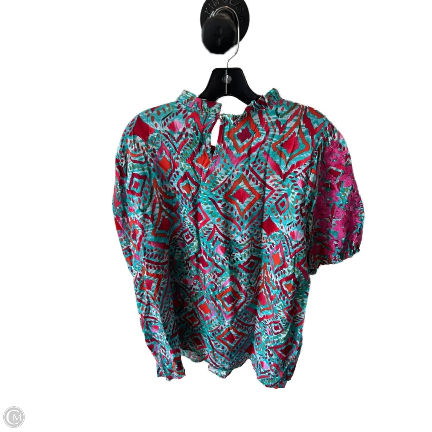 Top Short Sleeve By Savanna Jane In Blue & Pink, Size: 1x