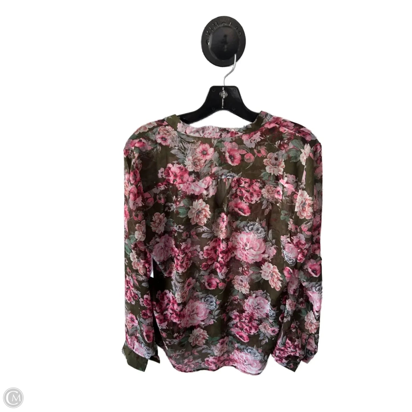 Top Long Sleeve By Kut In Green & Pink, Size: M