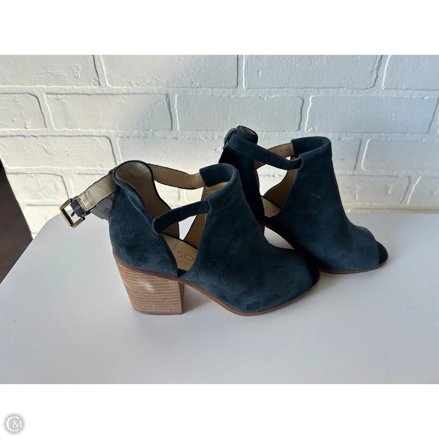 Sandals Heels Block By Sole Society In Blue & Tan, Size: 9.5