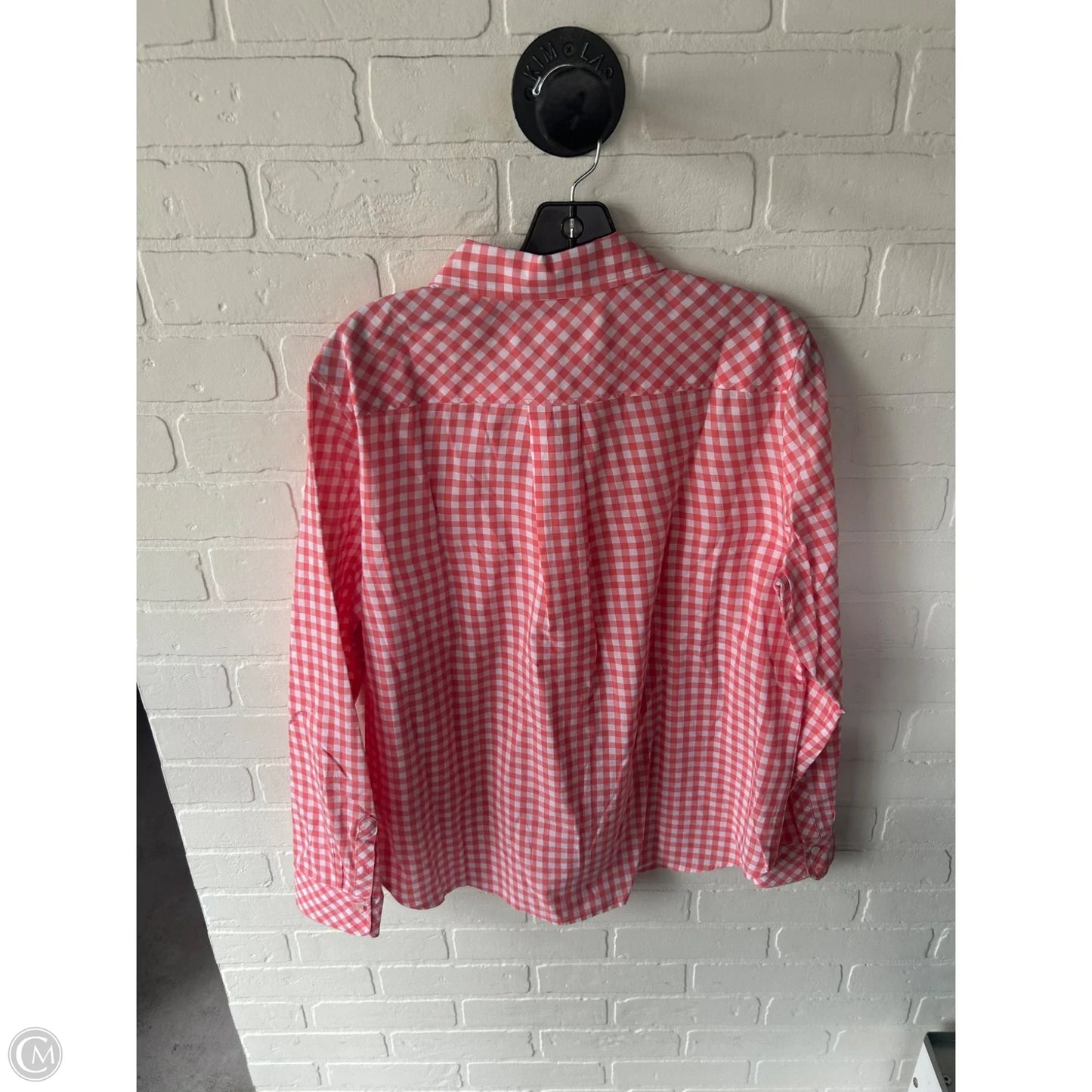 Top Long Sleeve By Talbots In Orange & White, Size: L