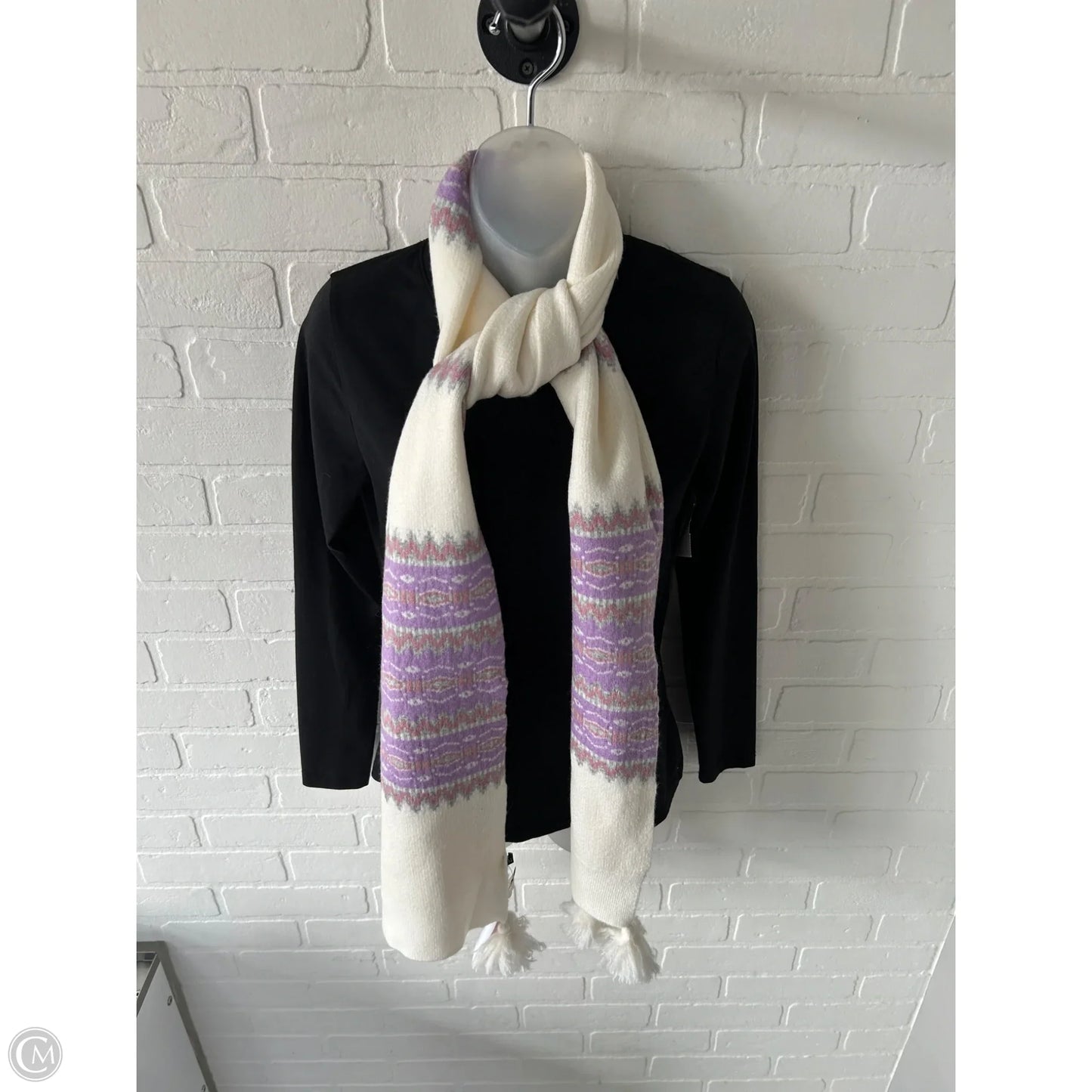 Scarf Winter By Talbots In Cream & Purple