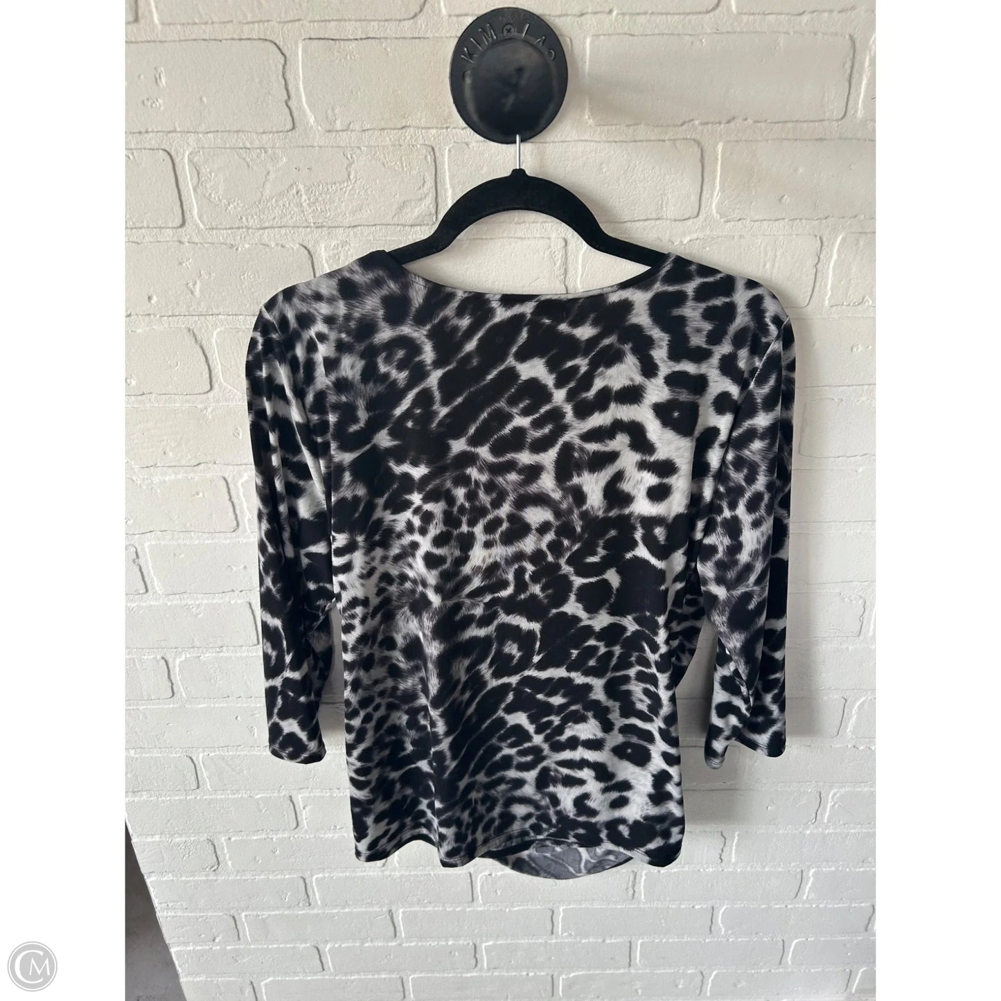 Top Long Sleeve By Ellen Tracy In Black & Grey, Size: L