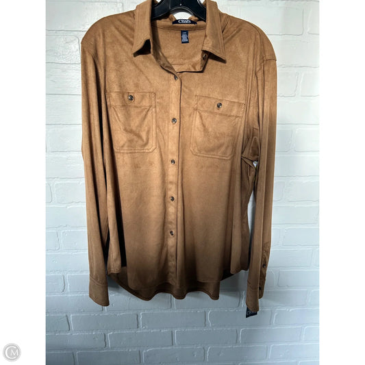 Top Long Sleeve By Chaps In Brown, Size: L