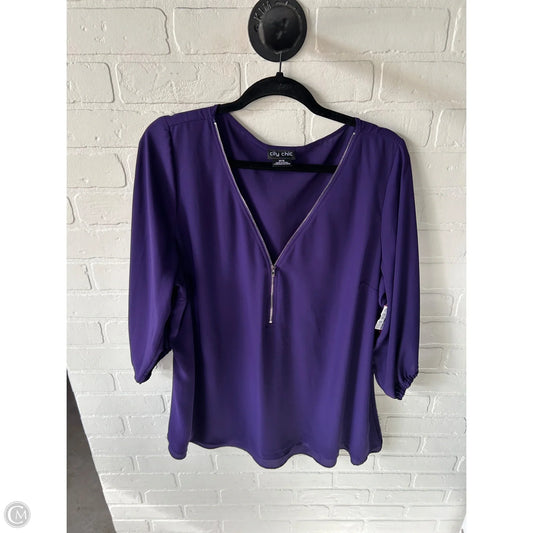 Top 3/4 Sleeve By City Chic In Purple & Silver, Size: 1x