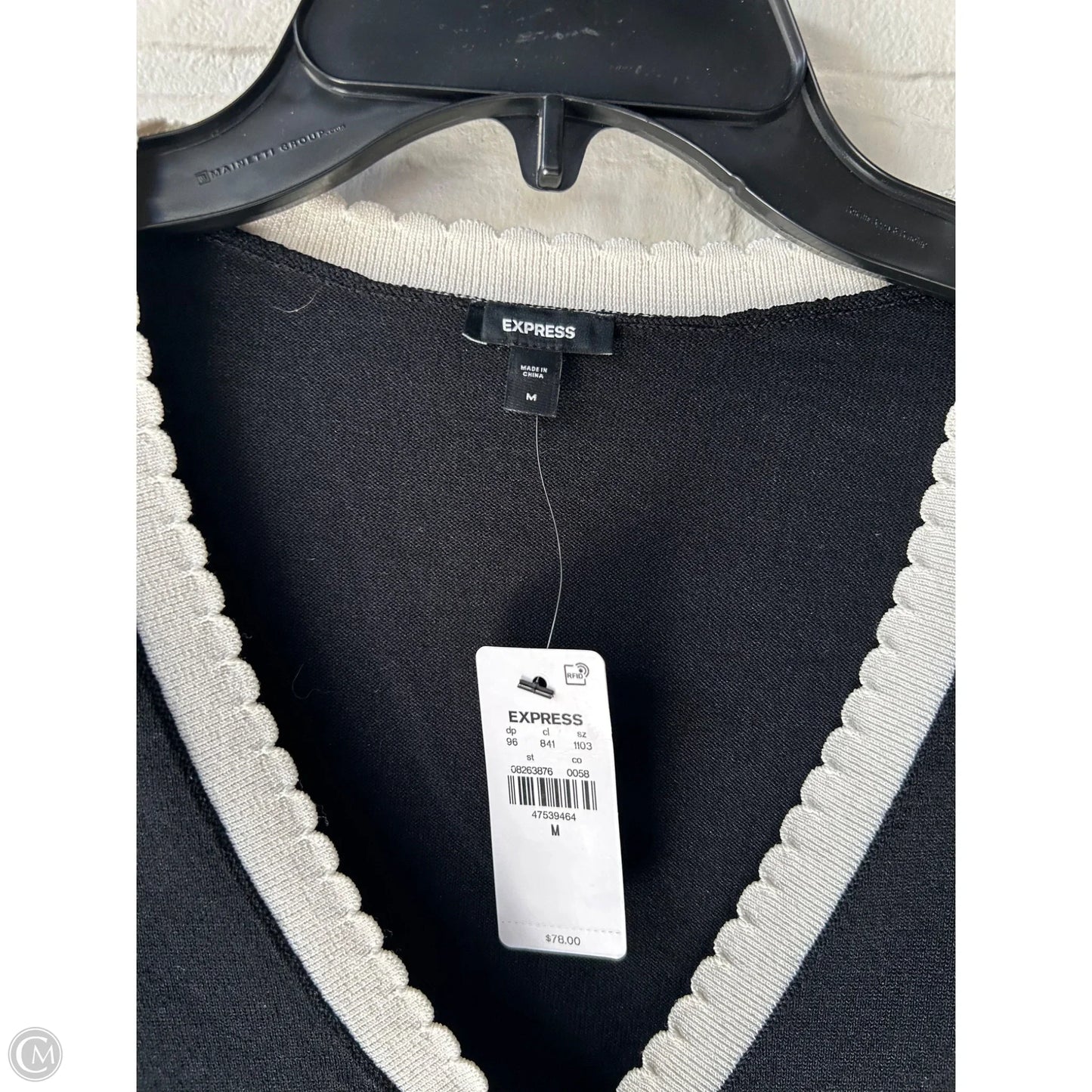 Sweater Cardigan By Express In Black & White, Size: M