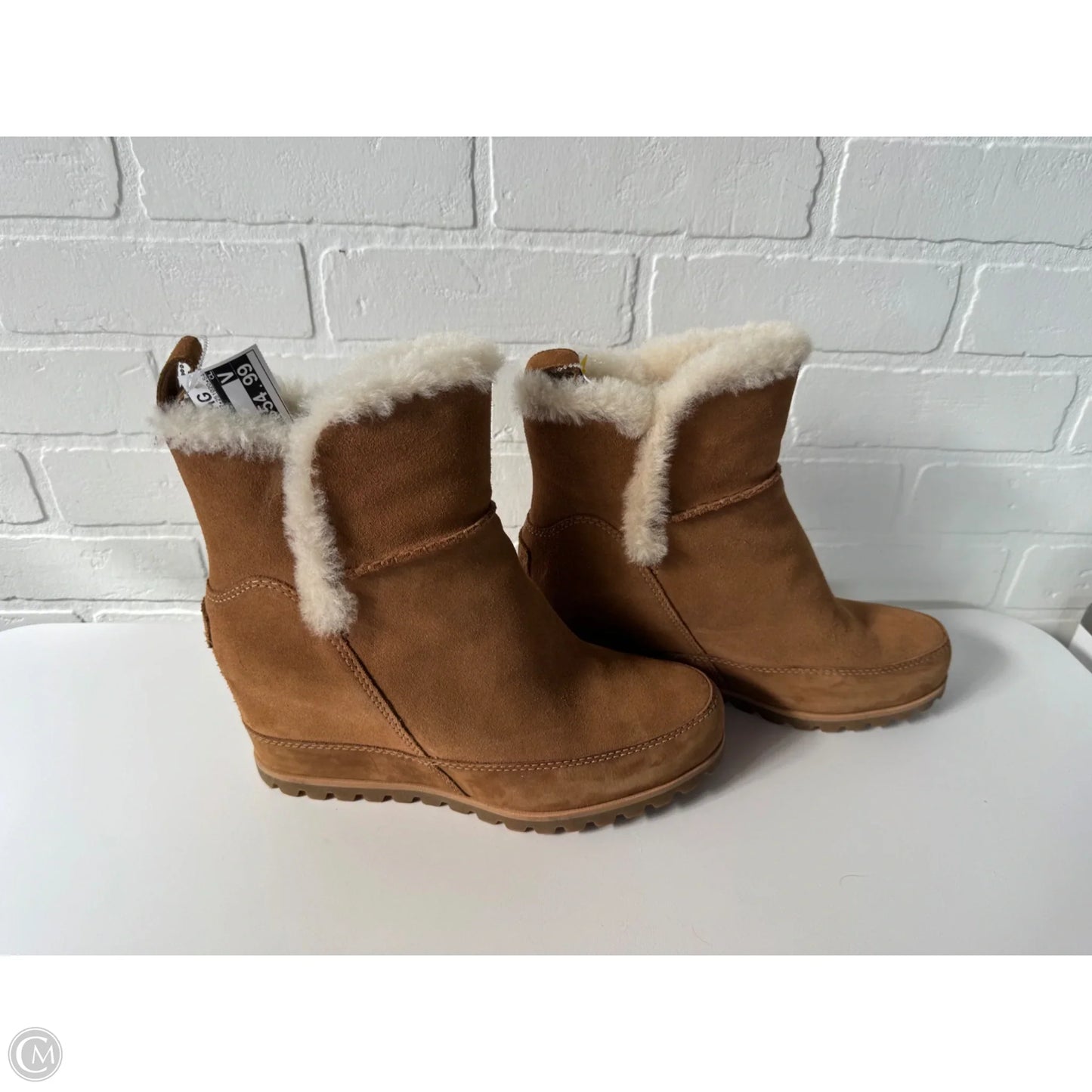Boots Designer By Ugg In Brown & Cream, Size: 9.5