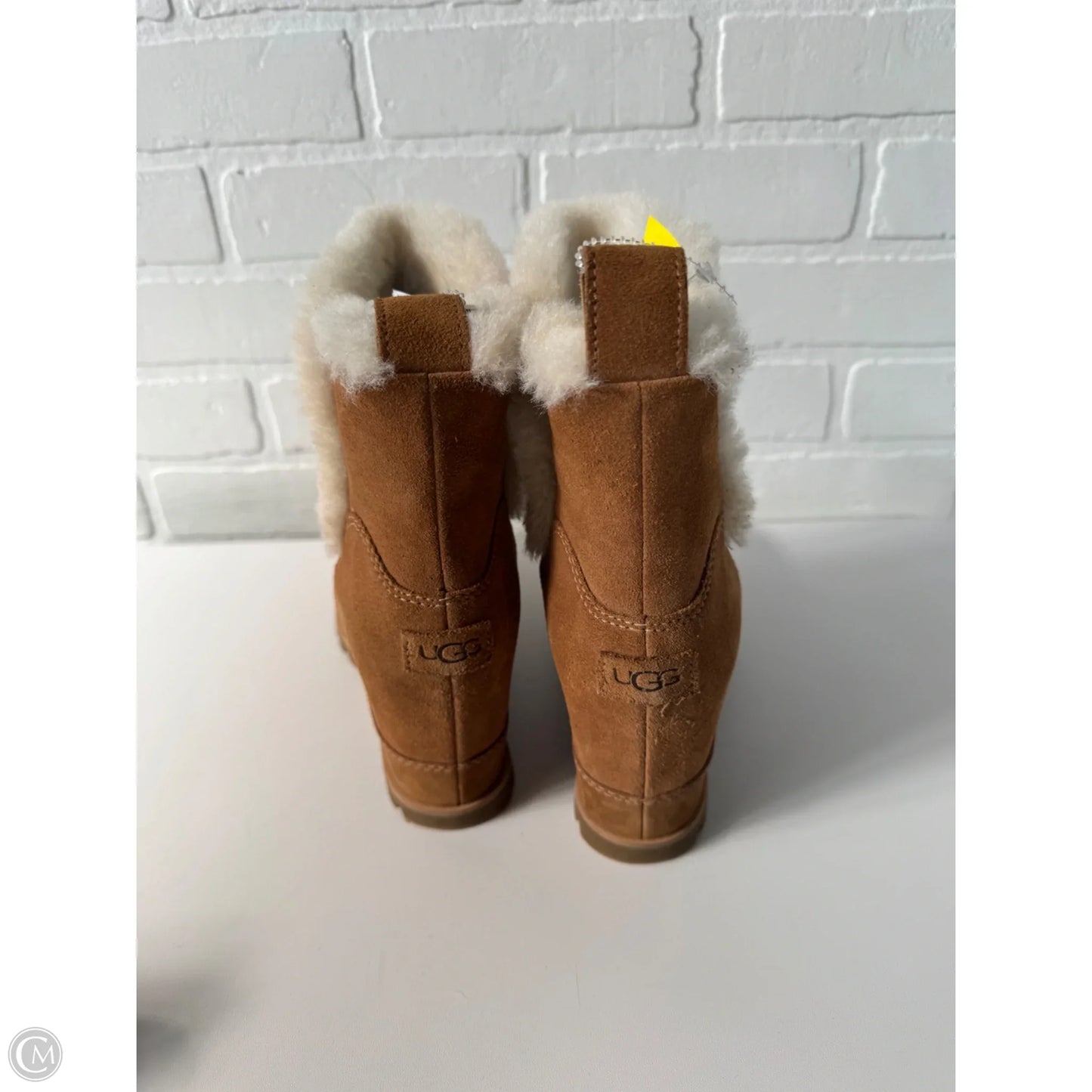 Boots Designer By Ugg In Brown & Cream, Size: 9.5