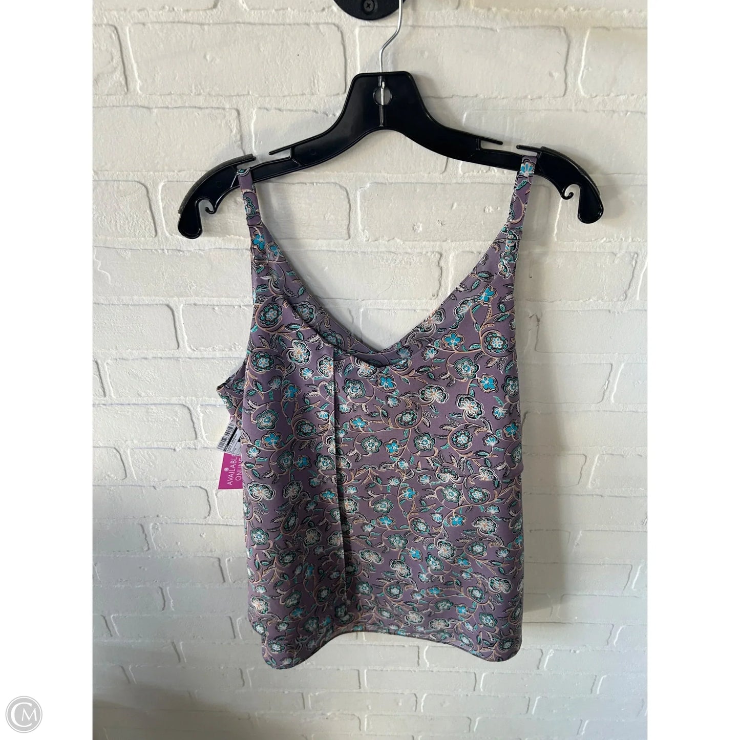 Blouse Sleeveless By Cabi In Purple & White, Size: M