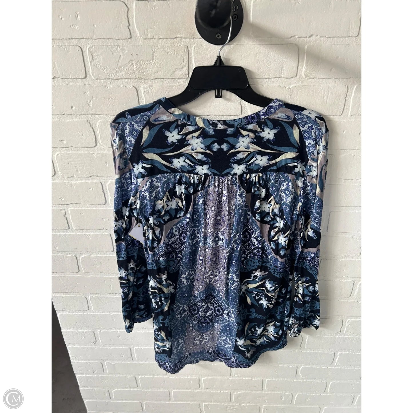 Top Long Sleeve By Lucky Brand In Blue & Grey, Size: M