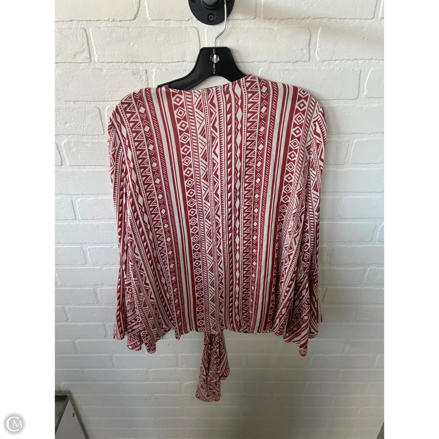 Top Long Sleeve By Wishlist In Red & White, Size: S