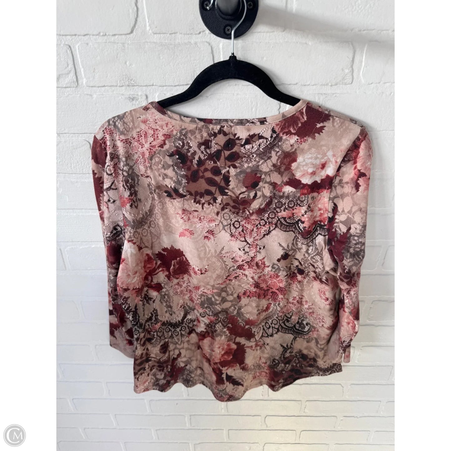 Top 3/4 Sleeve By Chicos In Brown & Red, Size: M