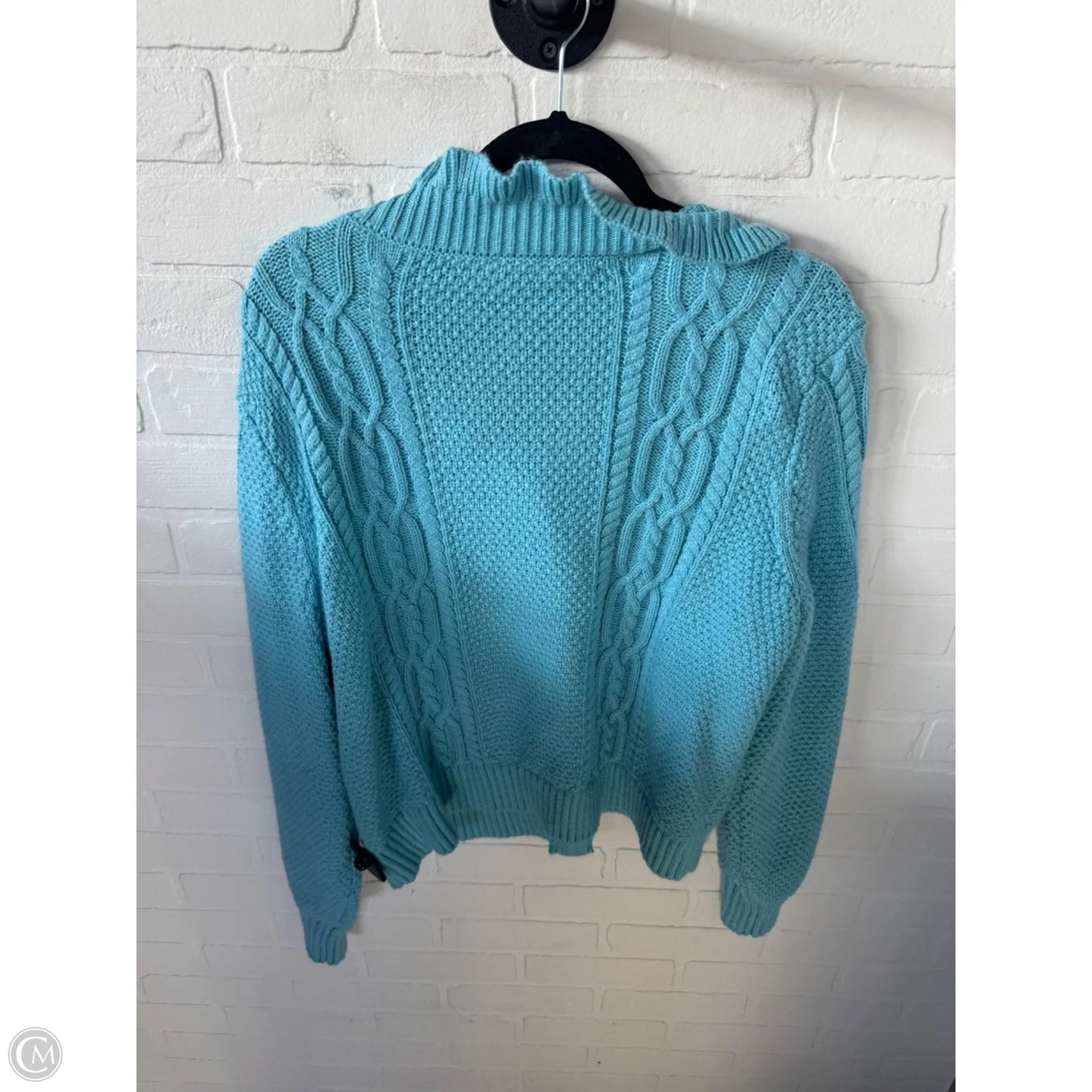 Sweater Cardigan By Talbots In Blue & Silver, Size: Xl