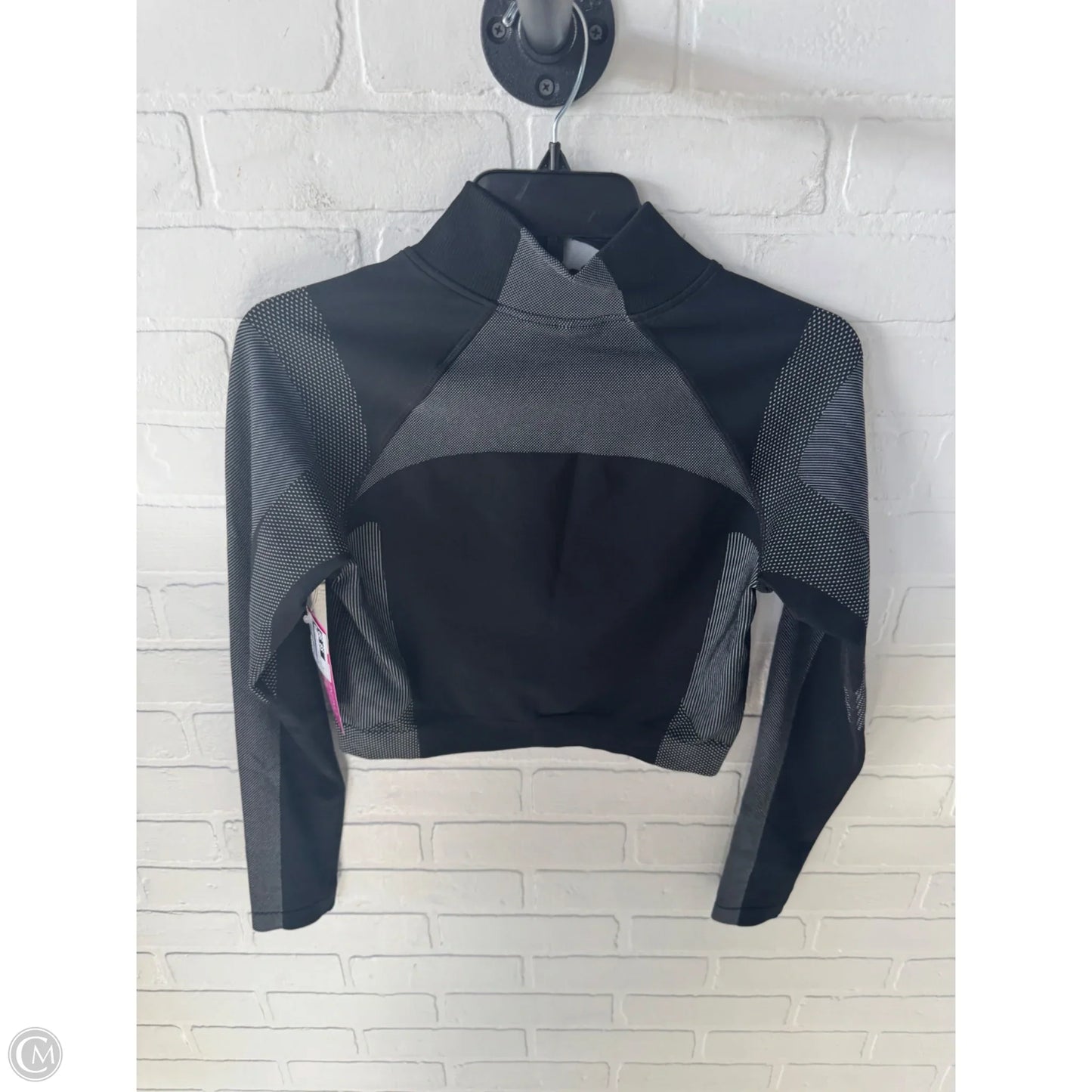 Athletic Top Long Sleeve Collar By H&m In Black & White, Size: L