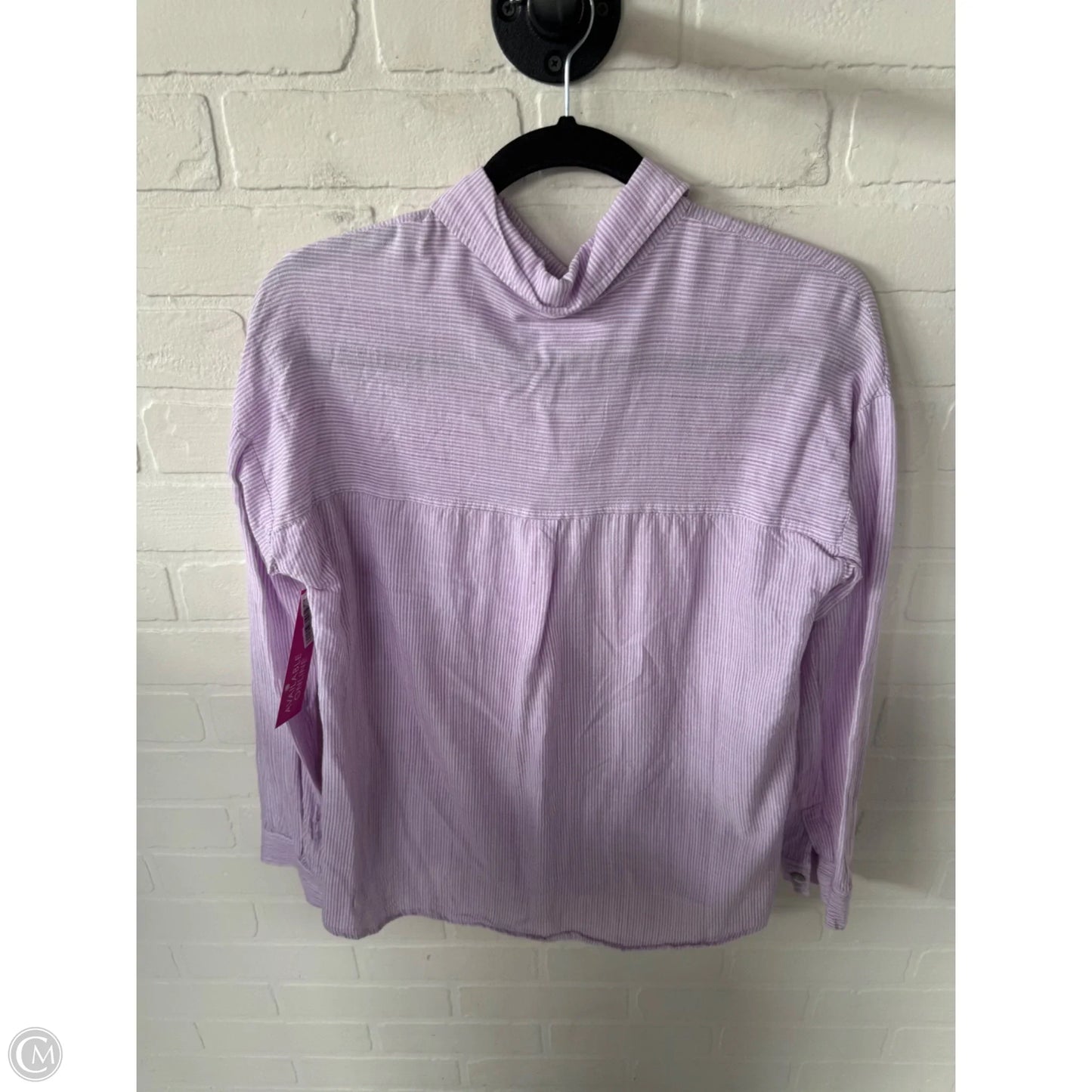 Top Long Sleeve By Be Cool In Purple & White, Size: S