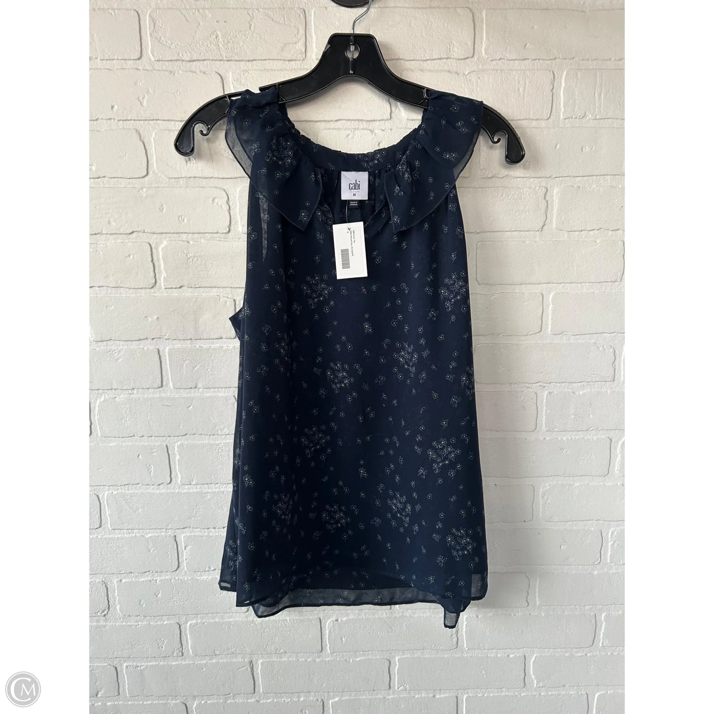 Blouse Sleeveless By Cabi In Blue & Yellow, Size: M