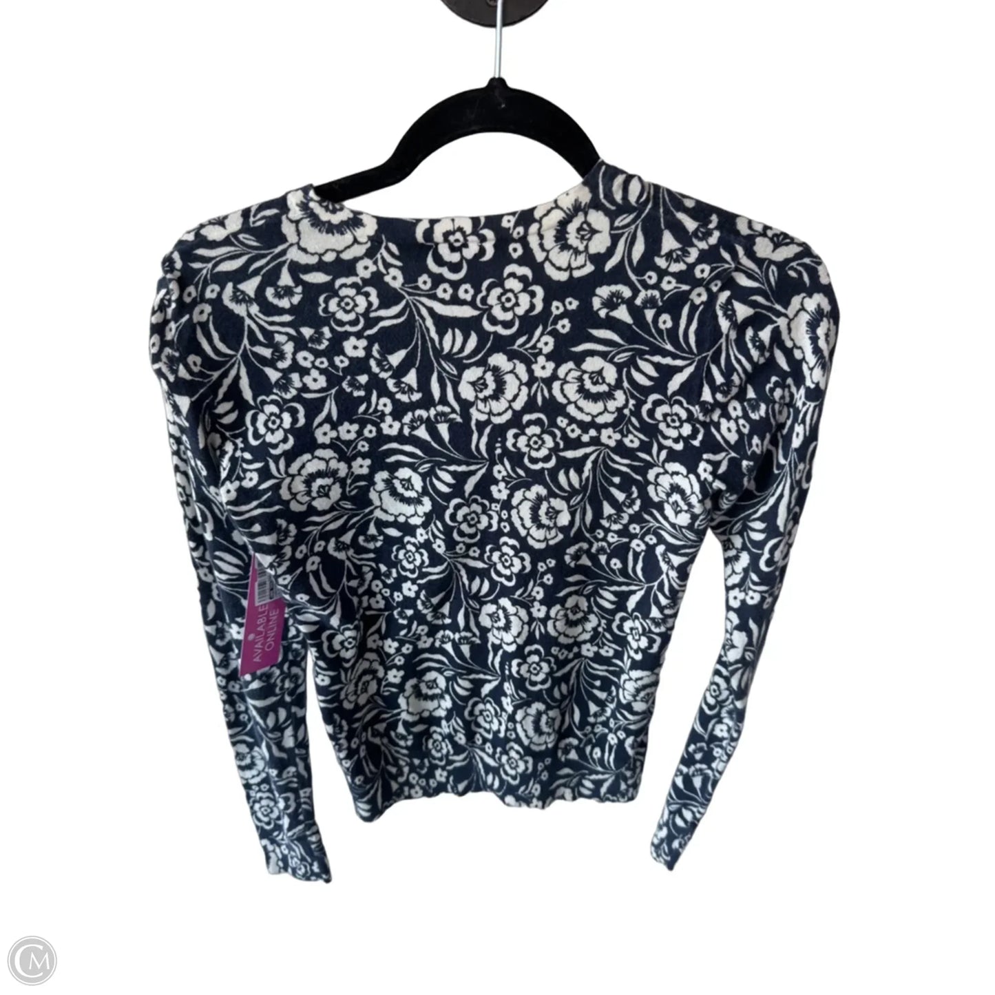 Sweater Cardigan By Ann Taylor In Blue & White, Size: Xs