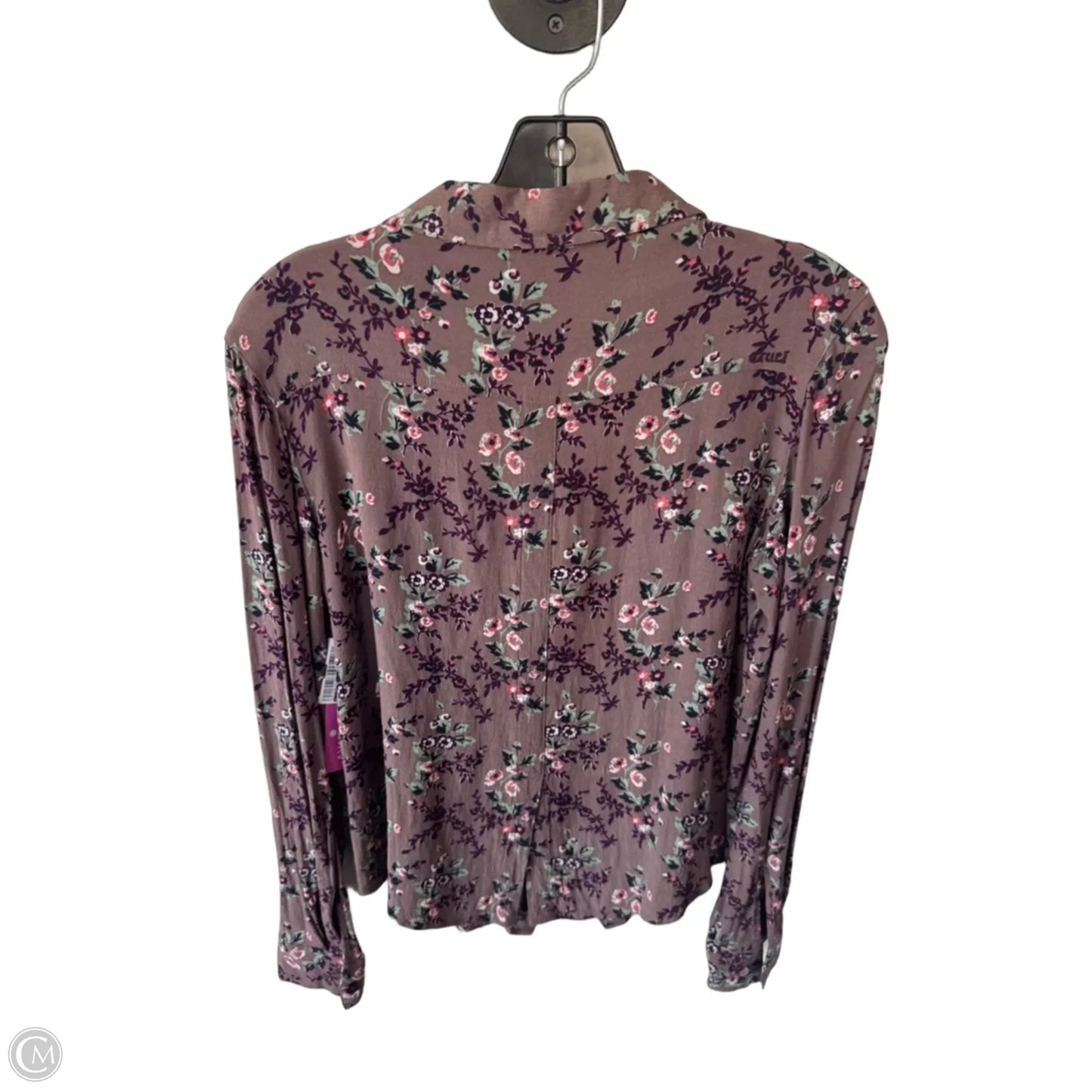 Blouse Long Sleeve By Clothes Mentor In Purple & White, Size: S