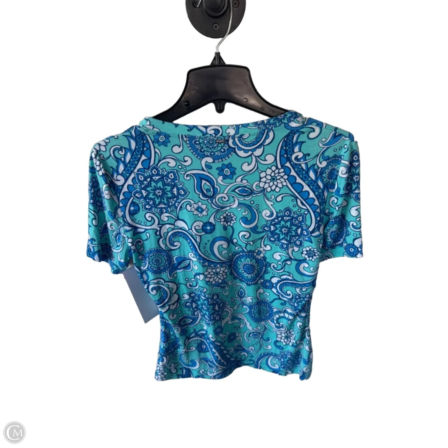 Top Short Sleeve Luxury Designer By St John Collection In Blue & White, Size: M