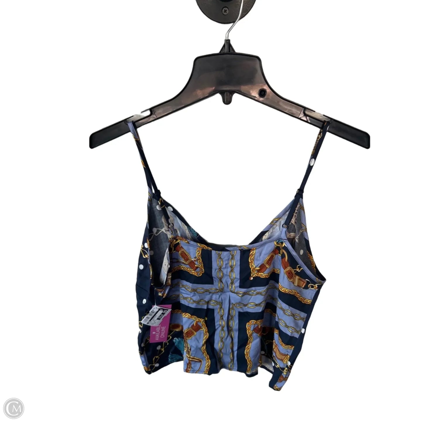 Blouse Sleeveless By Cmb In Blue & Gold, Size: Xs