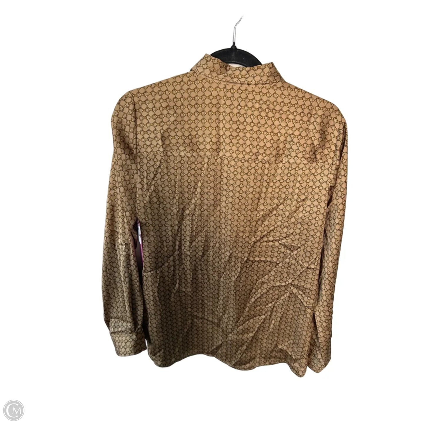 Blouse Long Sleeve By Michael By Michael Kors In Brown & Gold, Size: S