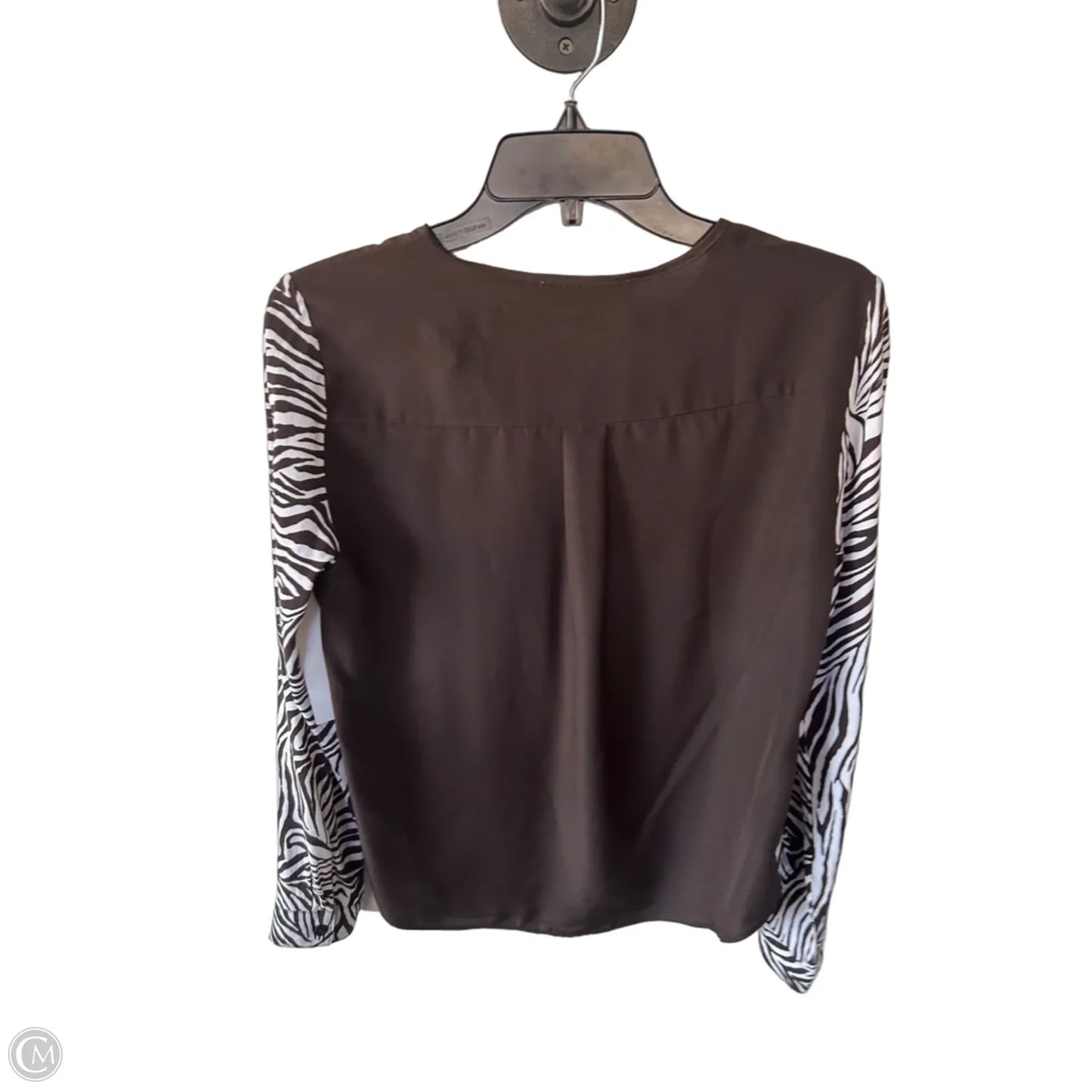Blouse Long Sleeve By Michael By Michael Kors In Brown & White, Size: S