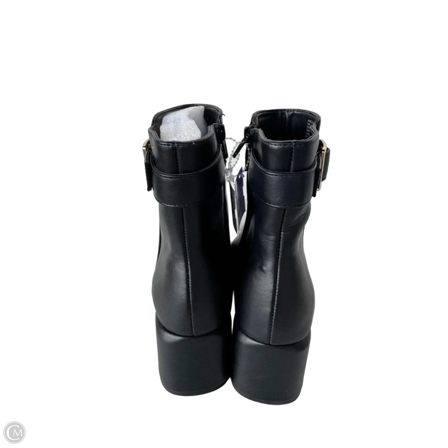 Boots Ankle Heels By Madden Girl In Black & Gold, Size: 9.5