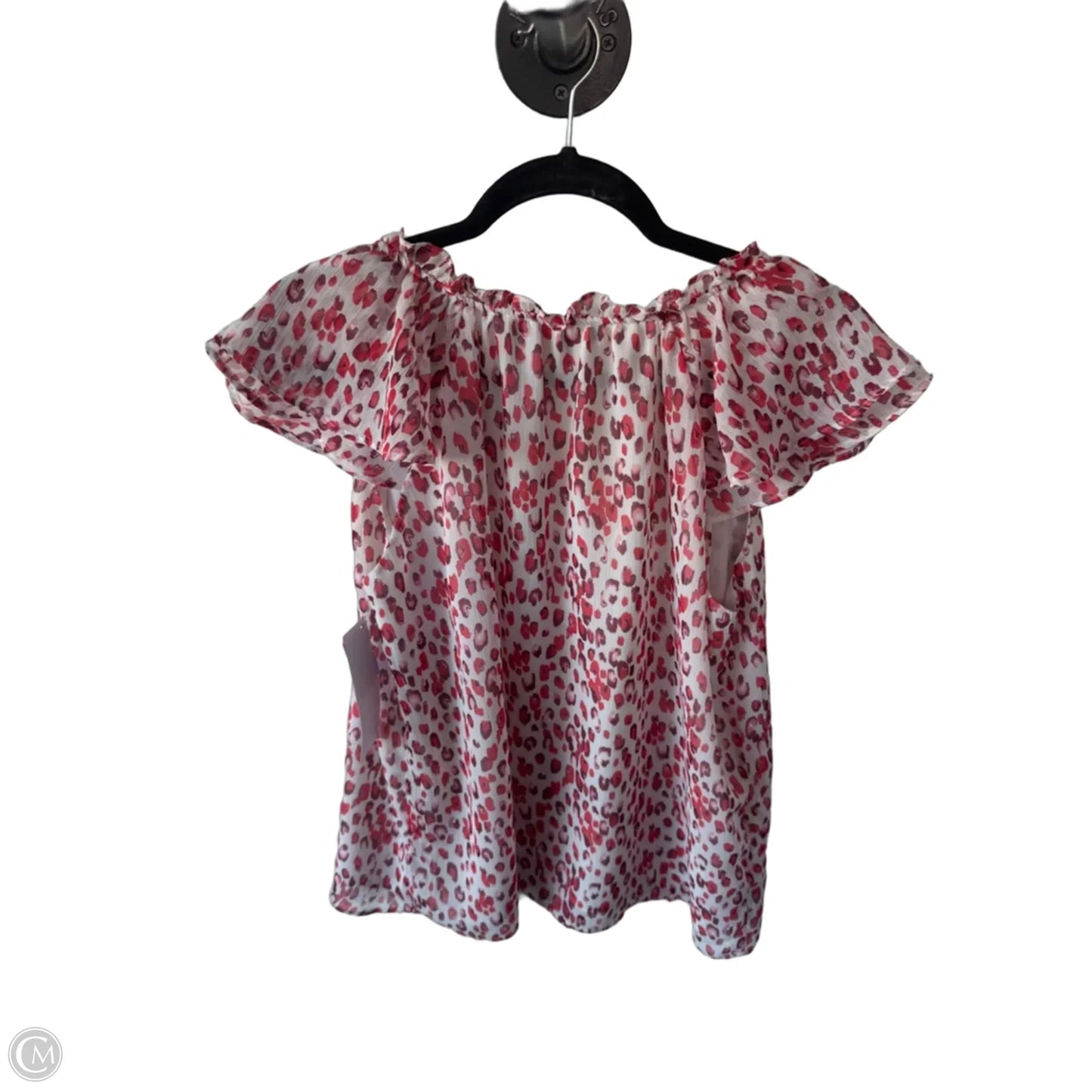 Blouse Short Sleeve By Banana Republic In Red & White, Size: S