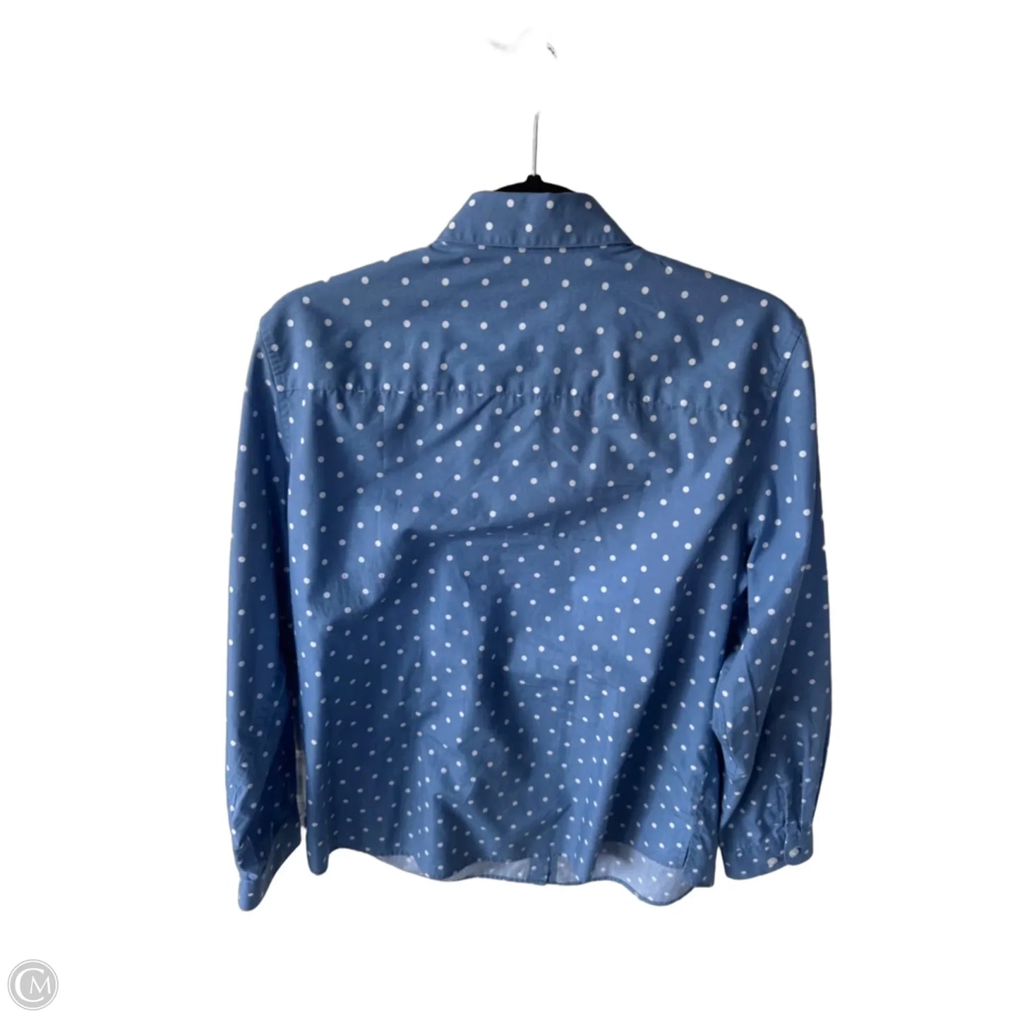 Blouse Long Sleeve By Orvis In Blue & White, Size: L