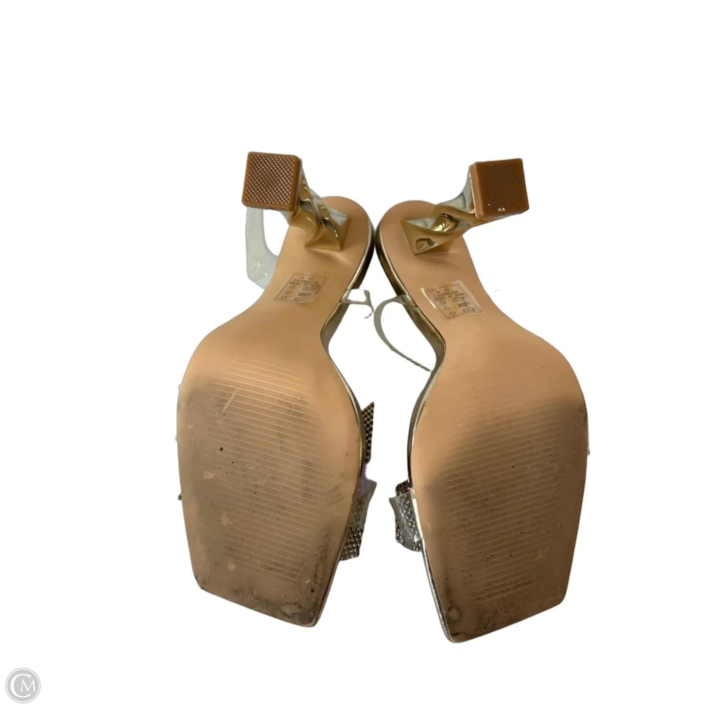 Sandals Heels Kitten By Fashion Nova In Gold, Size: 9