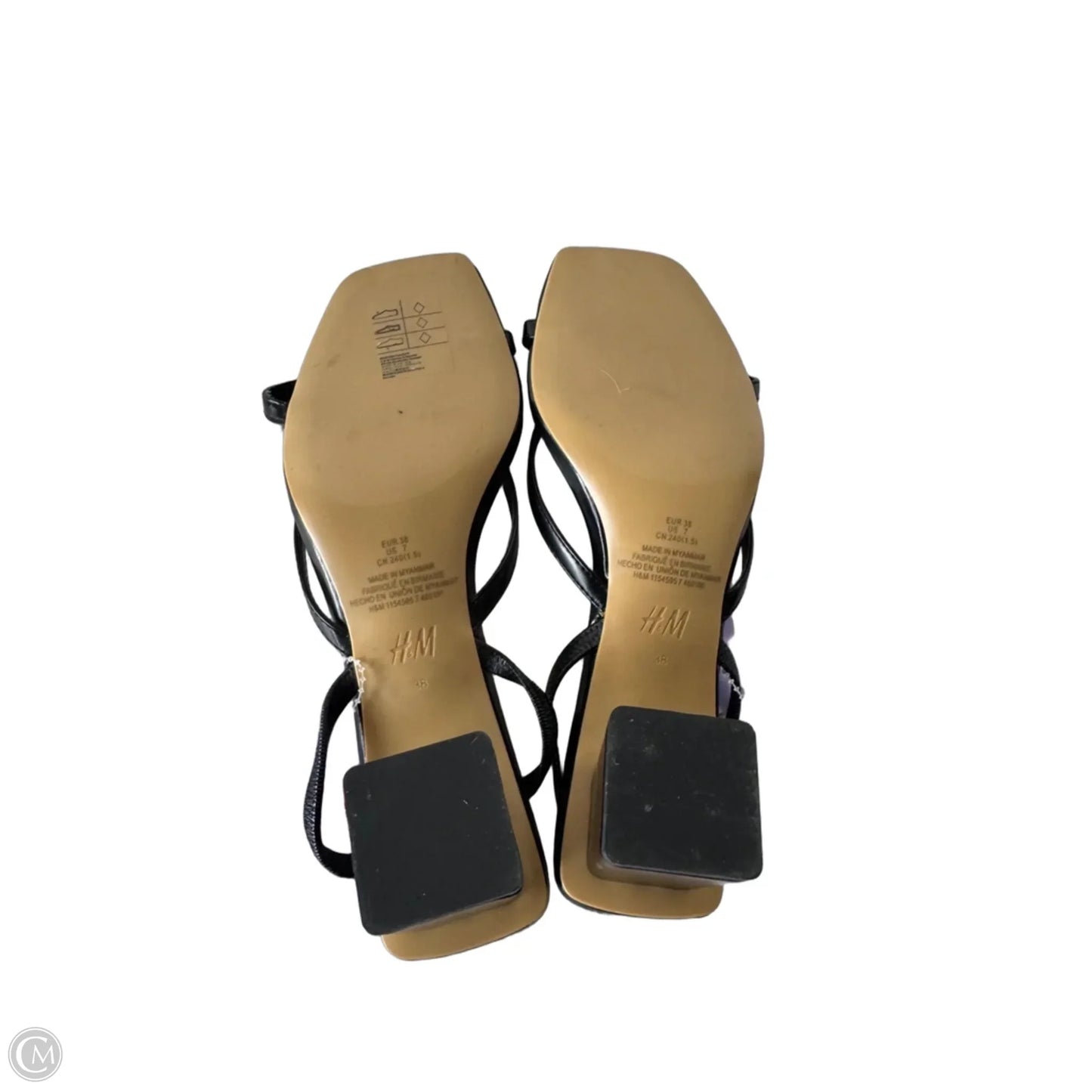 Sandals Heels Block By H&m In Black, Size: 7