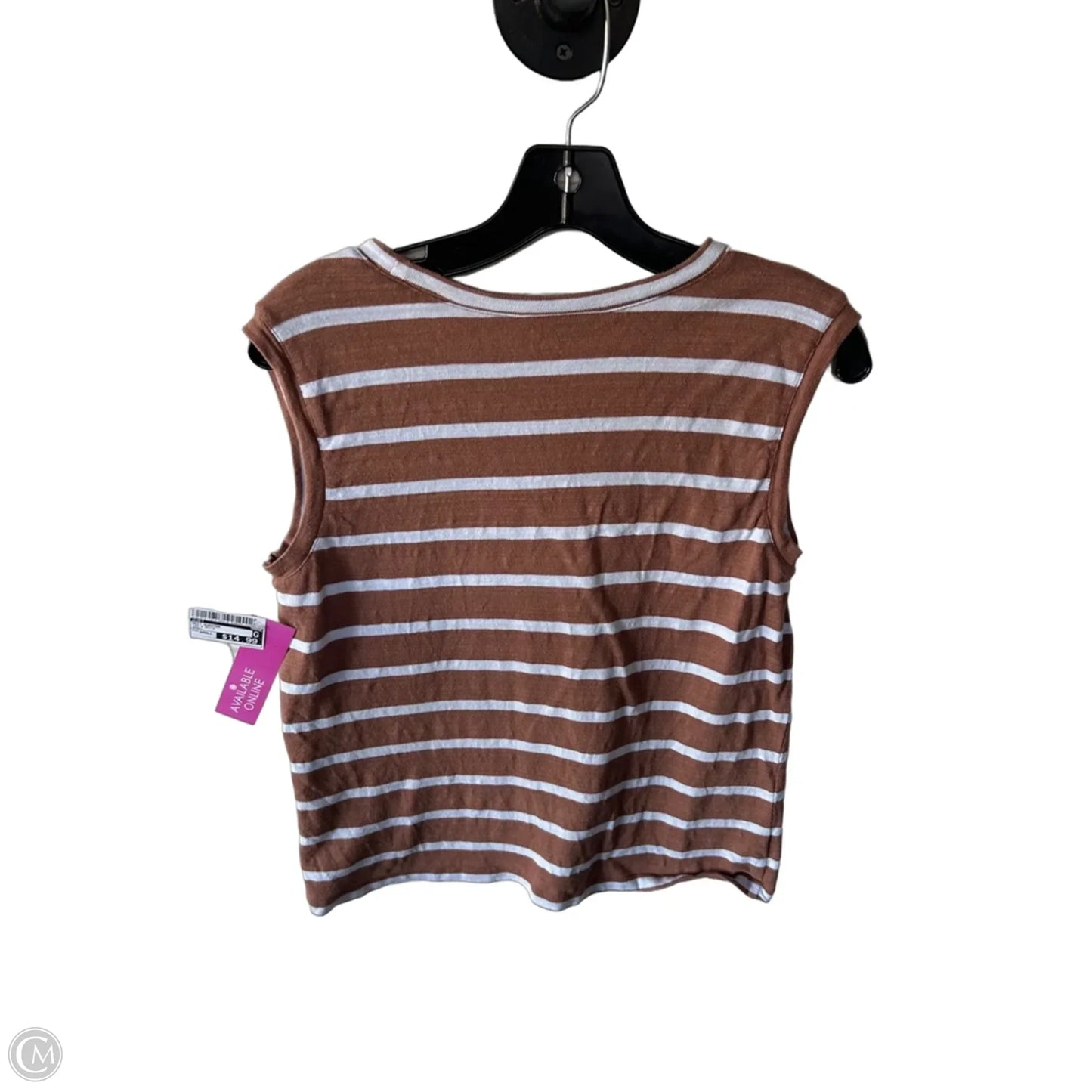 Vest Sweater By Loft In Tan & White, Size: Small