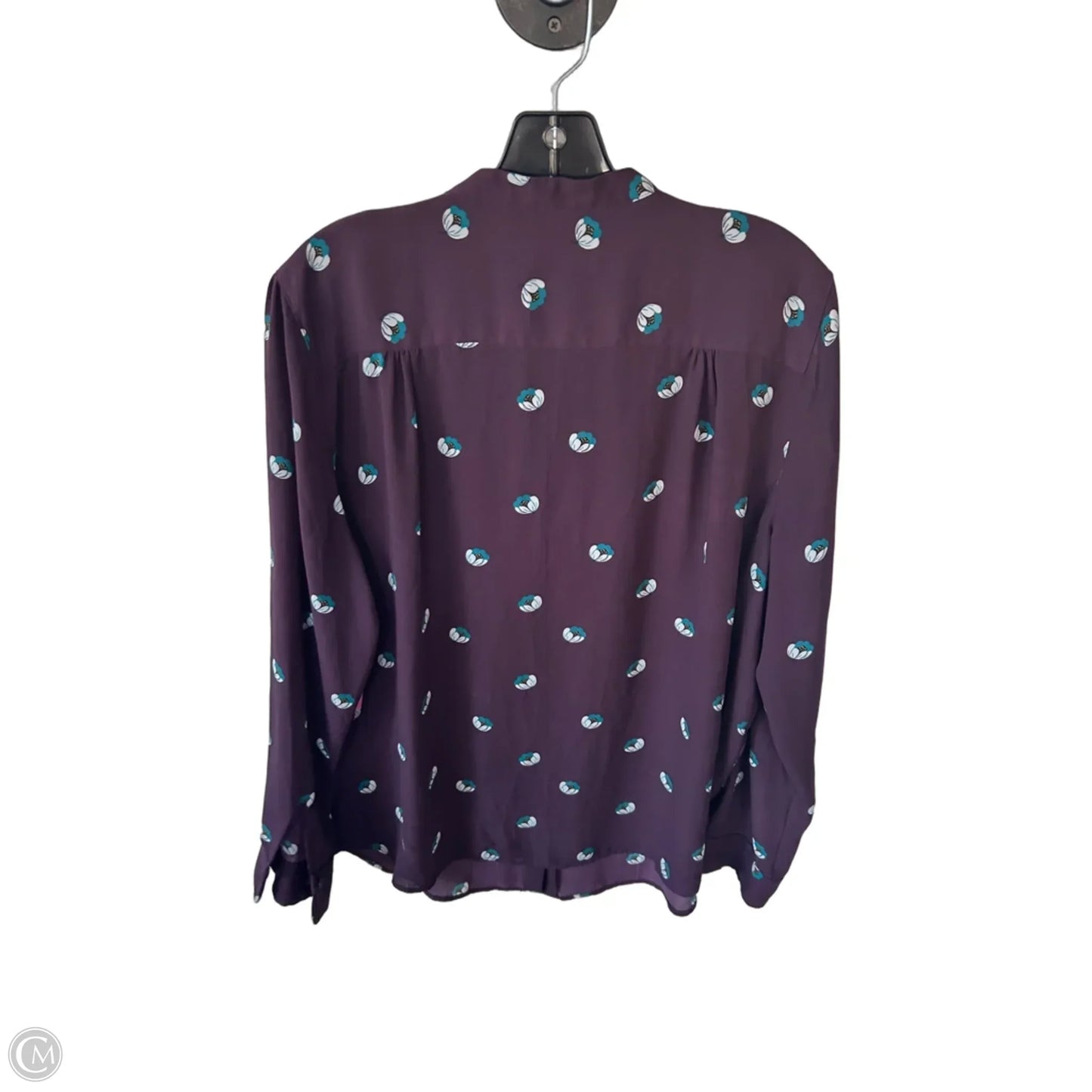 Tunic Long Sleeve By Loft In Purple & White, Size: Xl