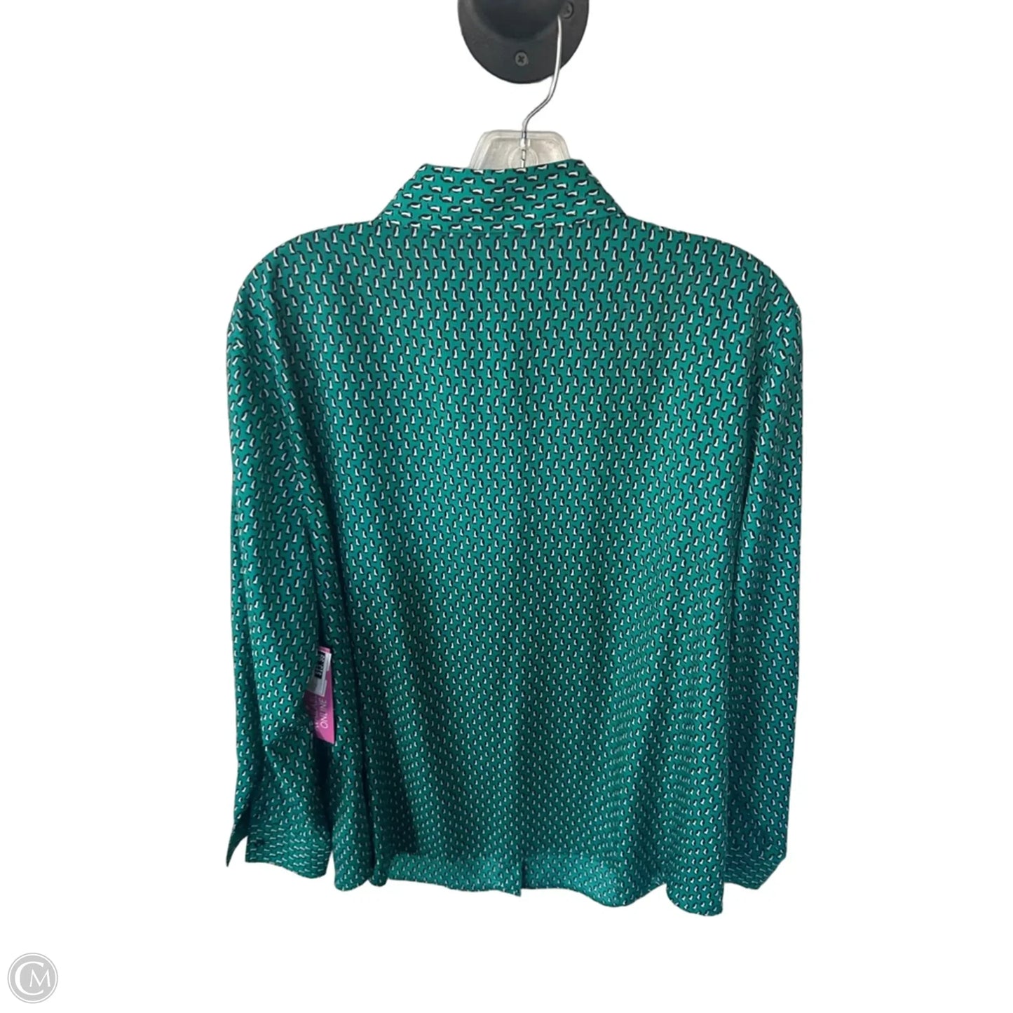 Blouse Long Sleeve By Jones New York In Green & White, Size: 1x