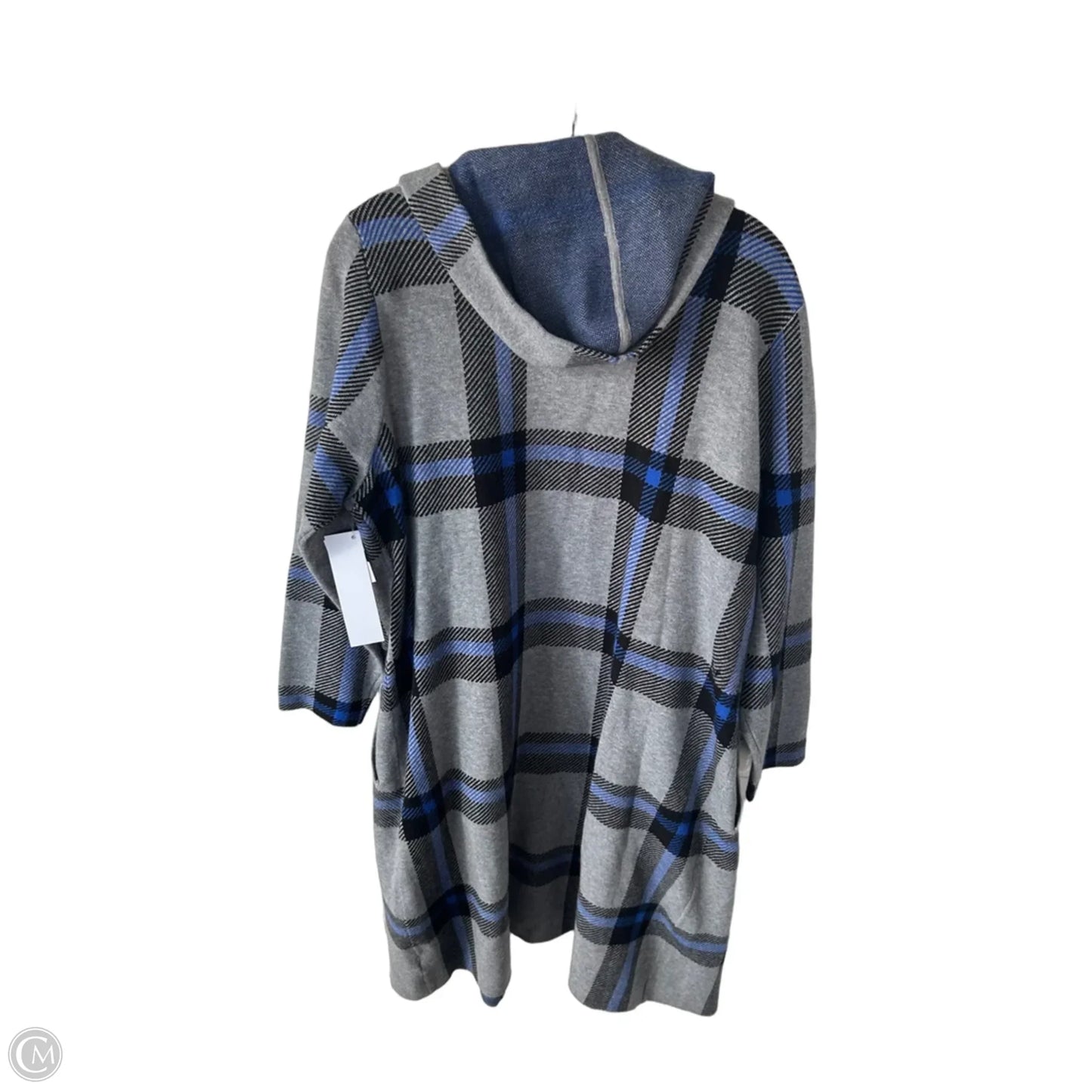 Sweater Cardigan By Max Studio In Blue & Grey, Size: 1x