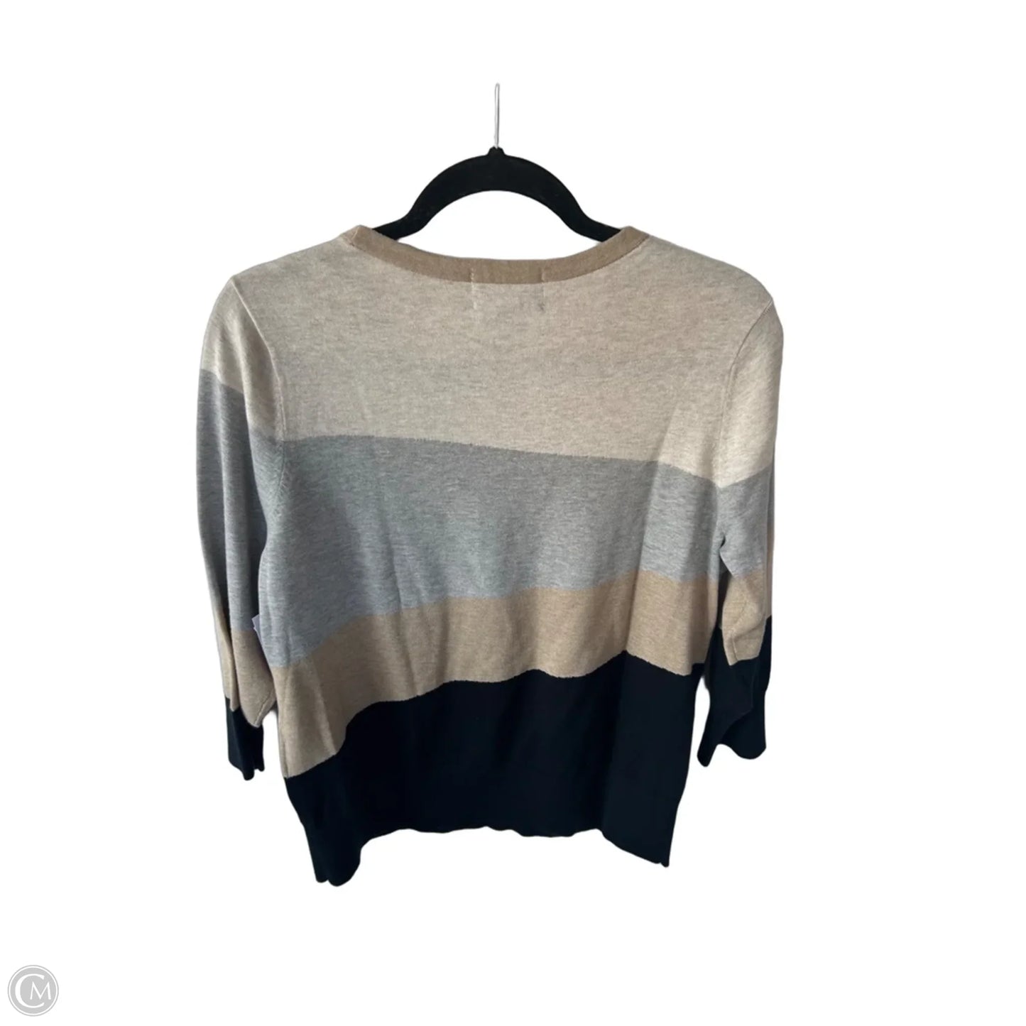 Sweater By Lands End In Black & Cream, Size: L