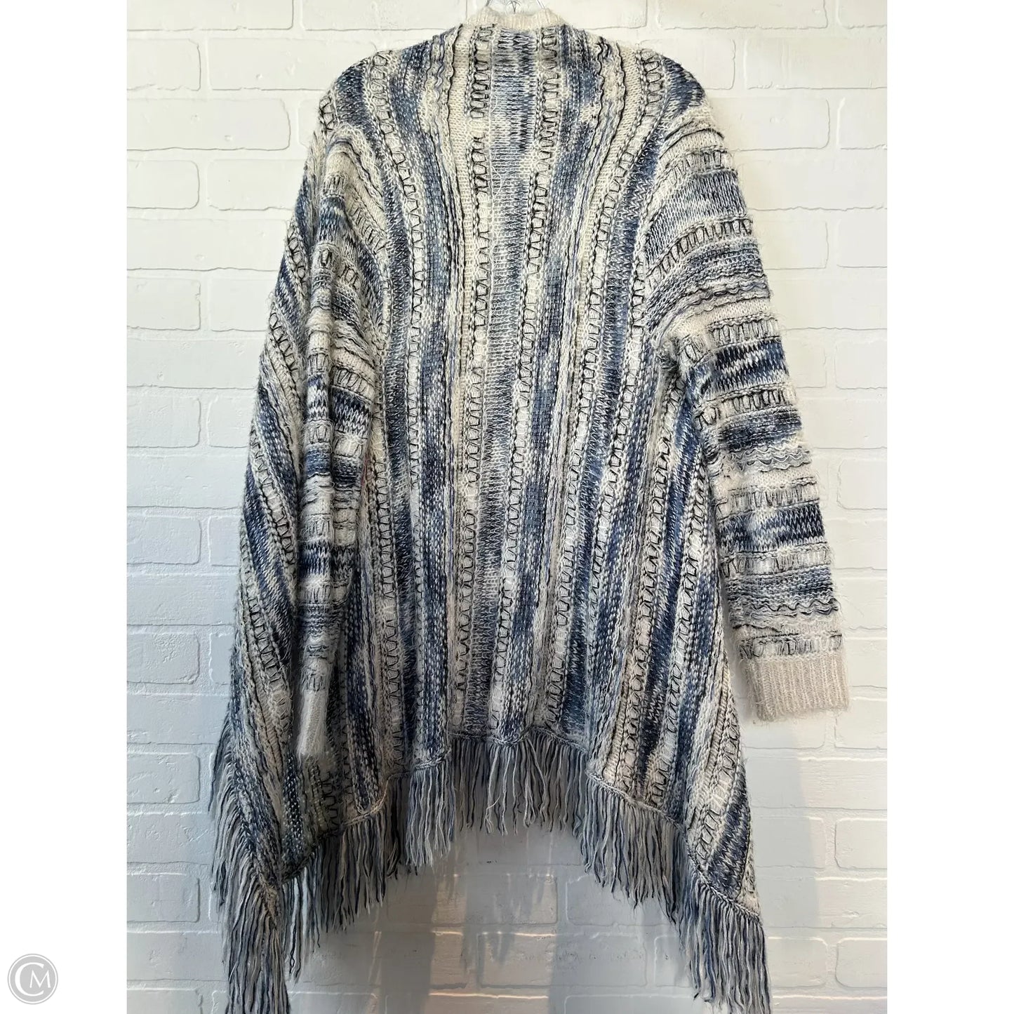 Sweater Cardigan By Monoreno In Blue & Cream, Size: S