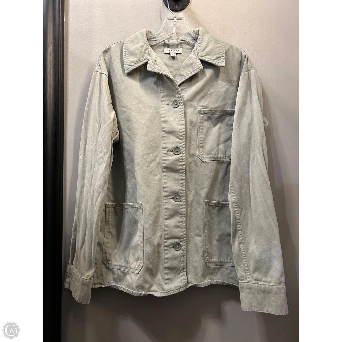 Jacket Shirt By Top Shop In Green, Size: Xs