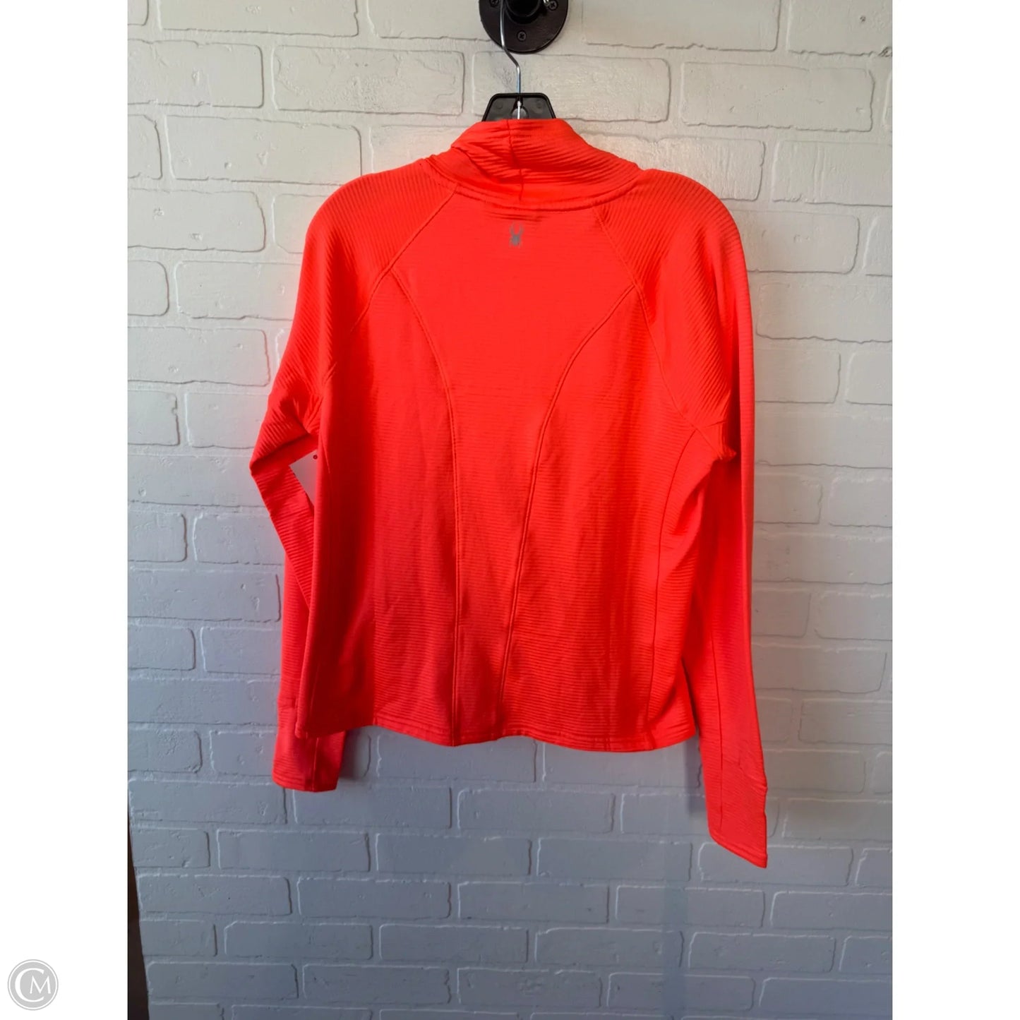 Athletic Top Long Sleeve Collar By Spyder In Orange, Size: M